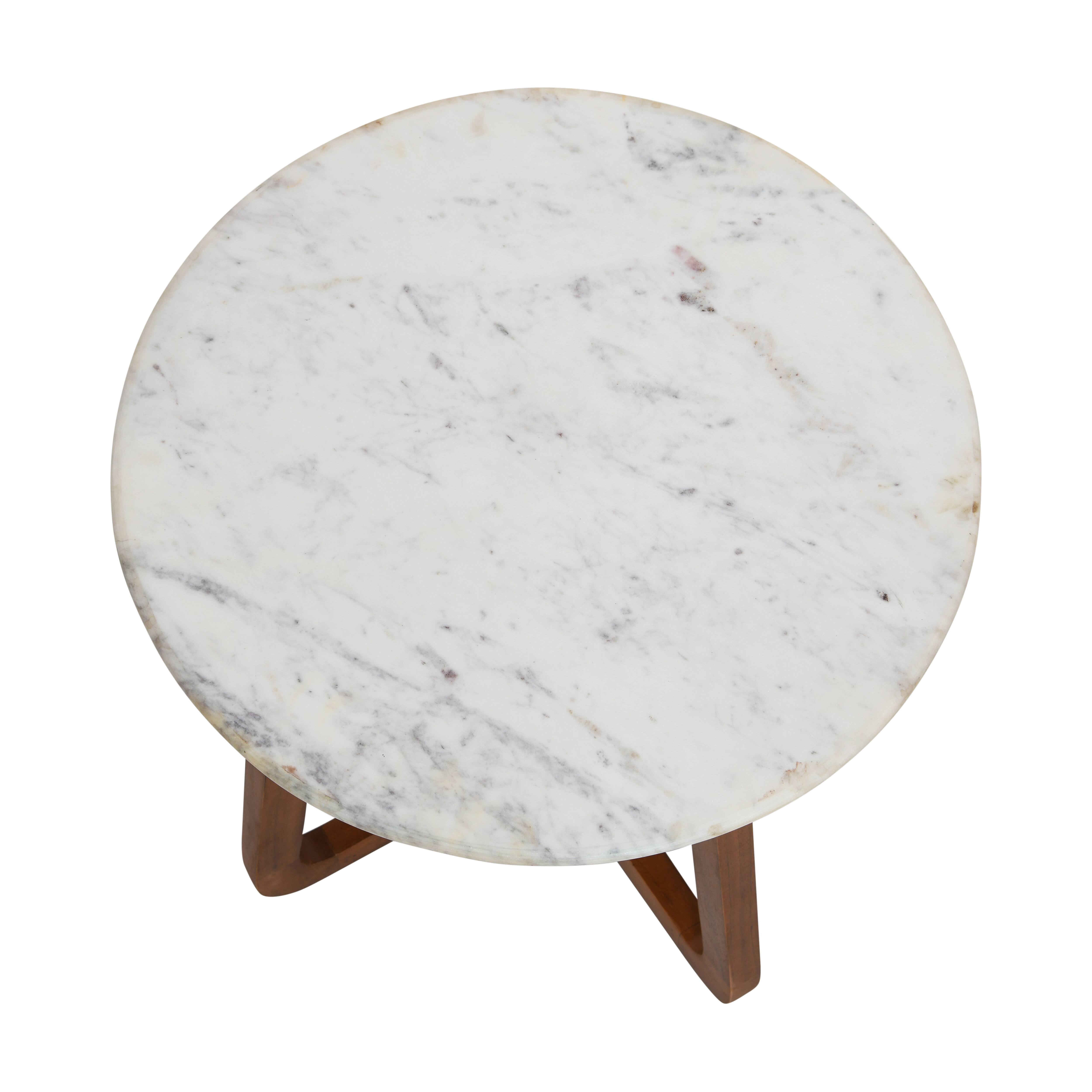 Hello Honey&#xAE; Modern Bohemian Marble &#x26; Wood Round End Table