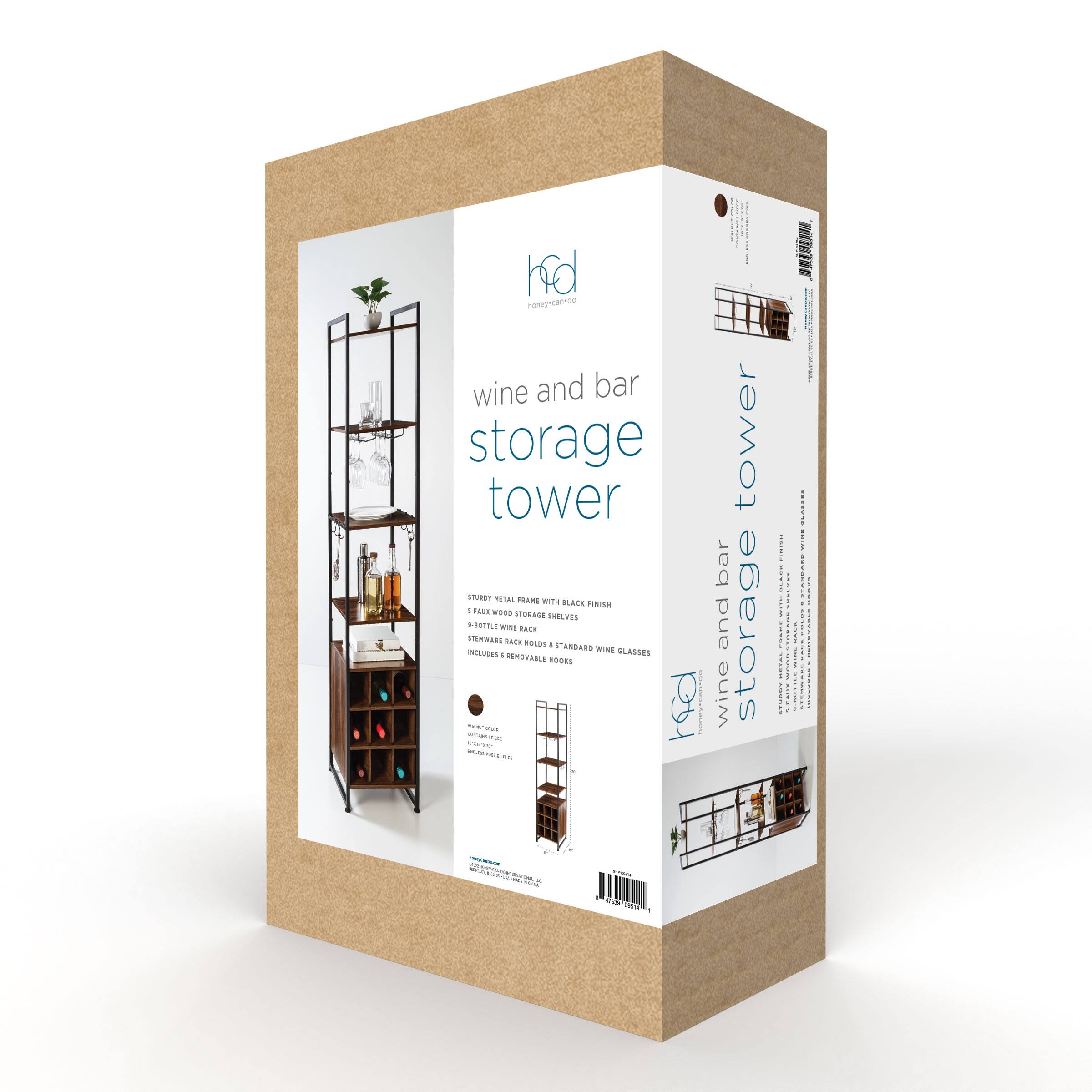 Honey Can Do 6ft. Free-Standing Wine &#x26; Bar Storage Tower