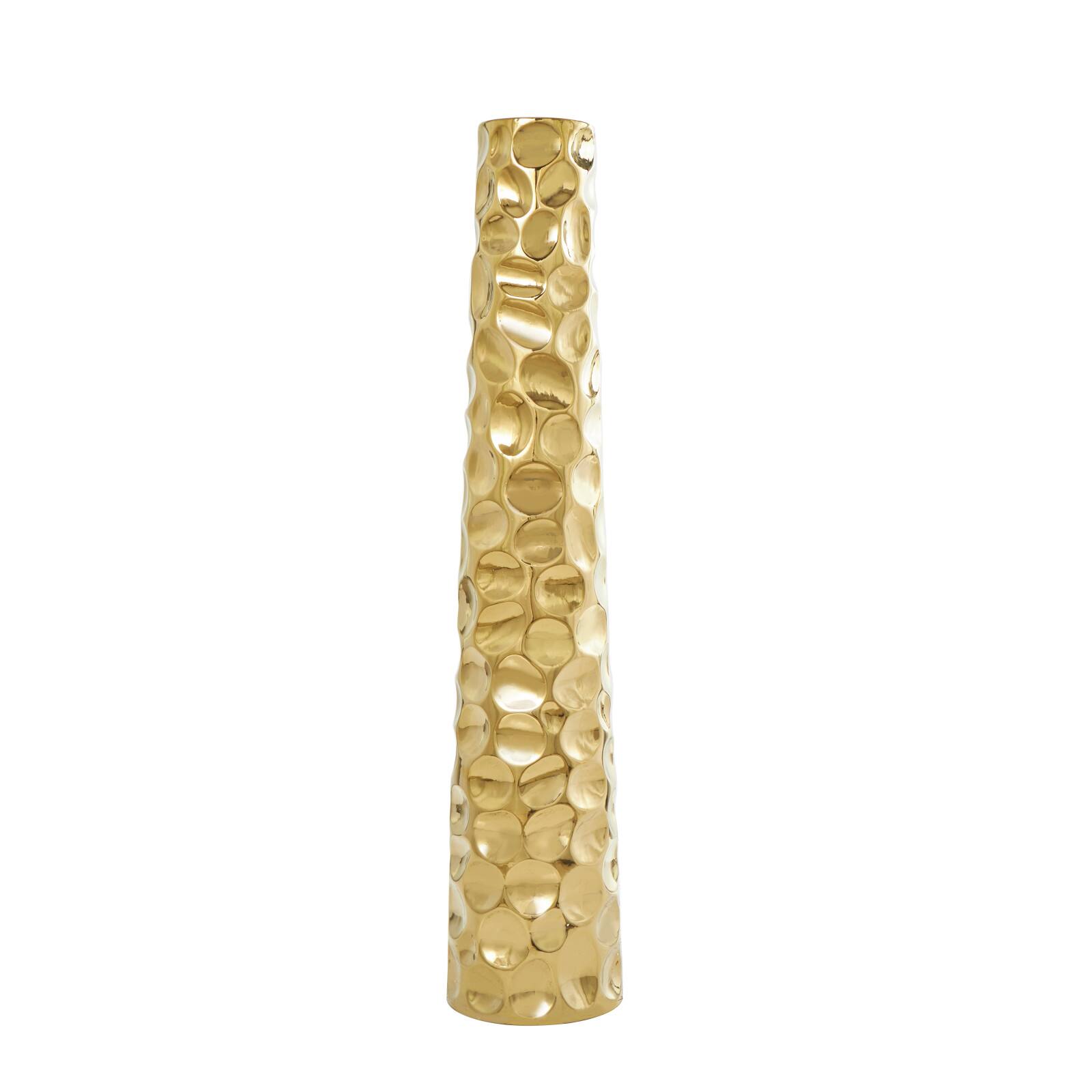 39&#x22; Gold Concaved Circles Ceramic Vase