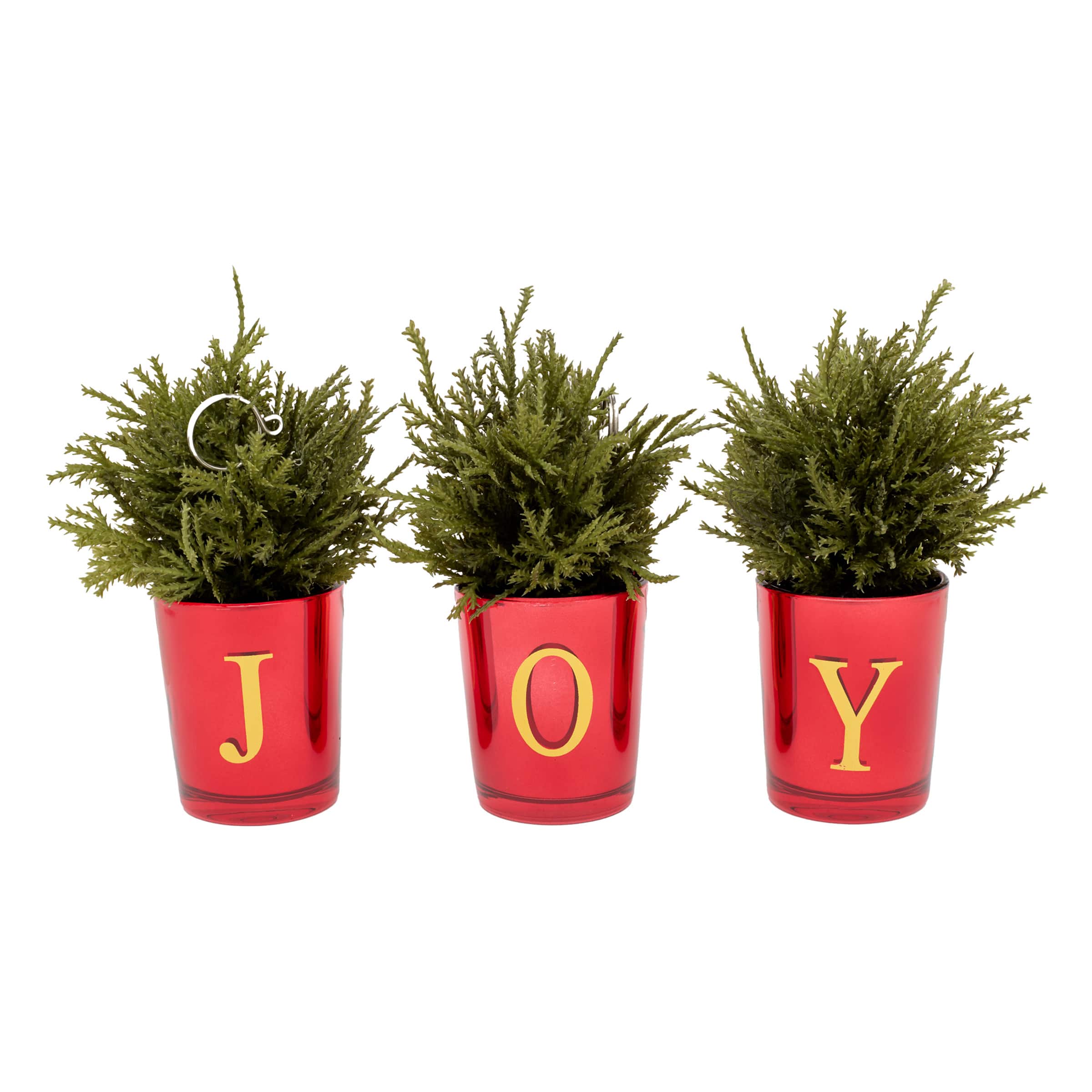 8&#x22; Christmas Joy Tabletop Votive Card Holder Set