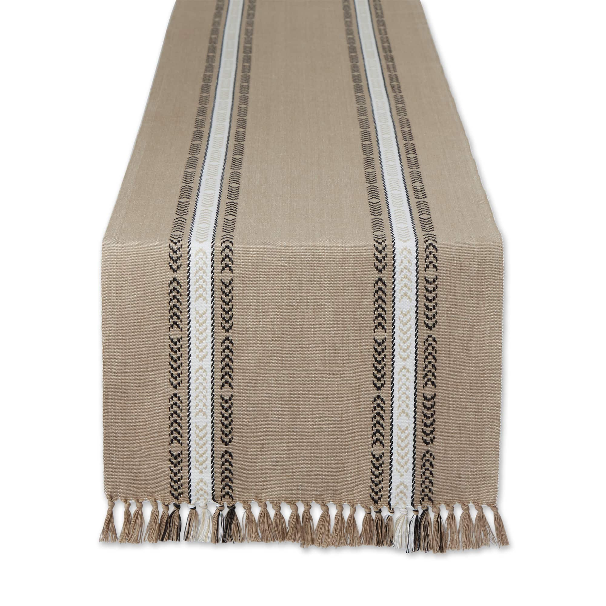 DII® 108" Dobby Striped Fringe Ribbed Table Runner