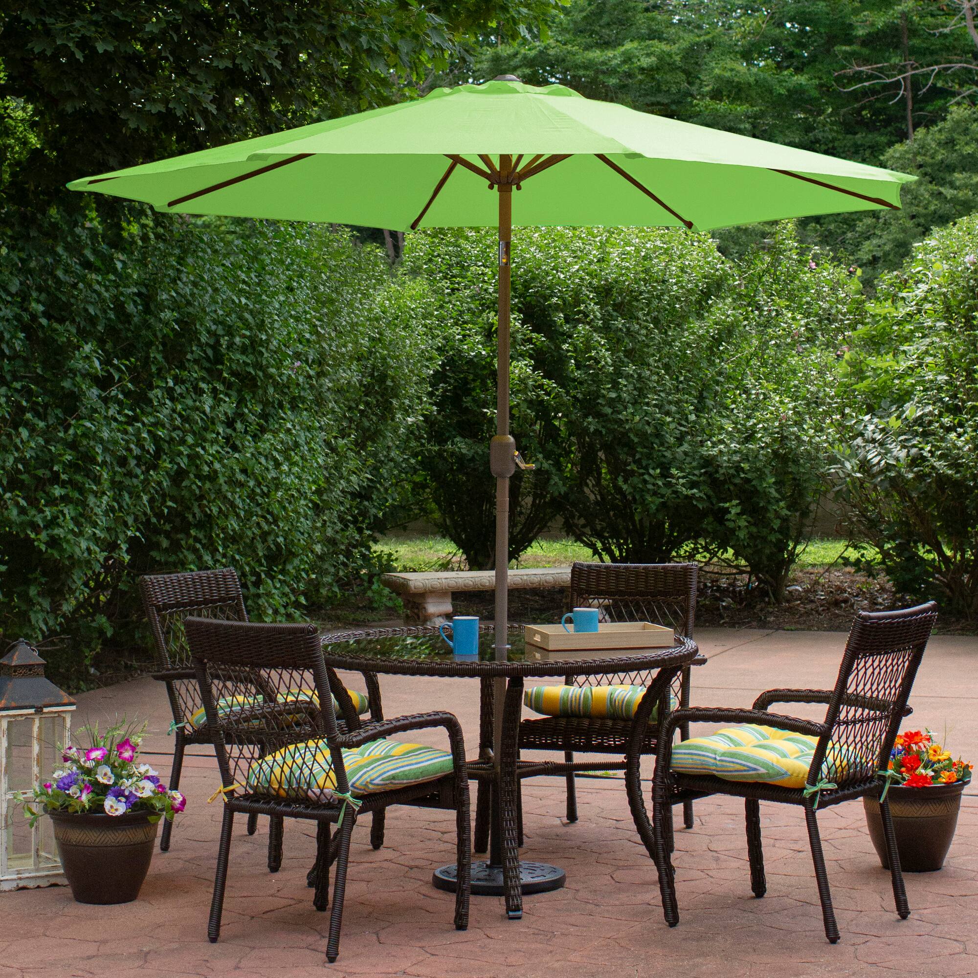 9ft. Outdoor Patio Market Umbrella with Hand Crank &#x26; Tilt