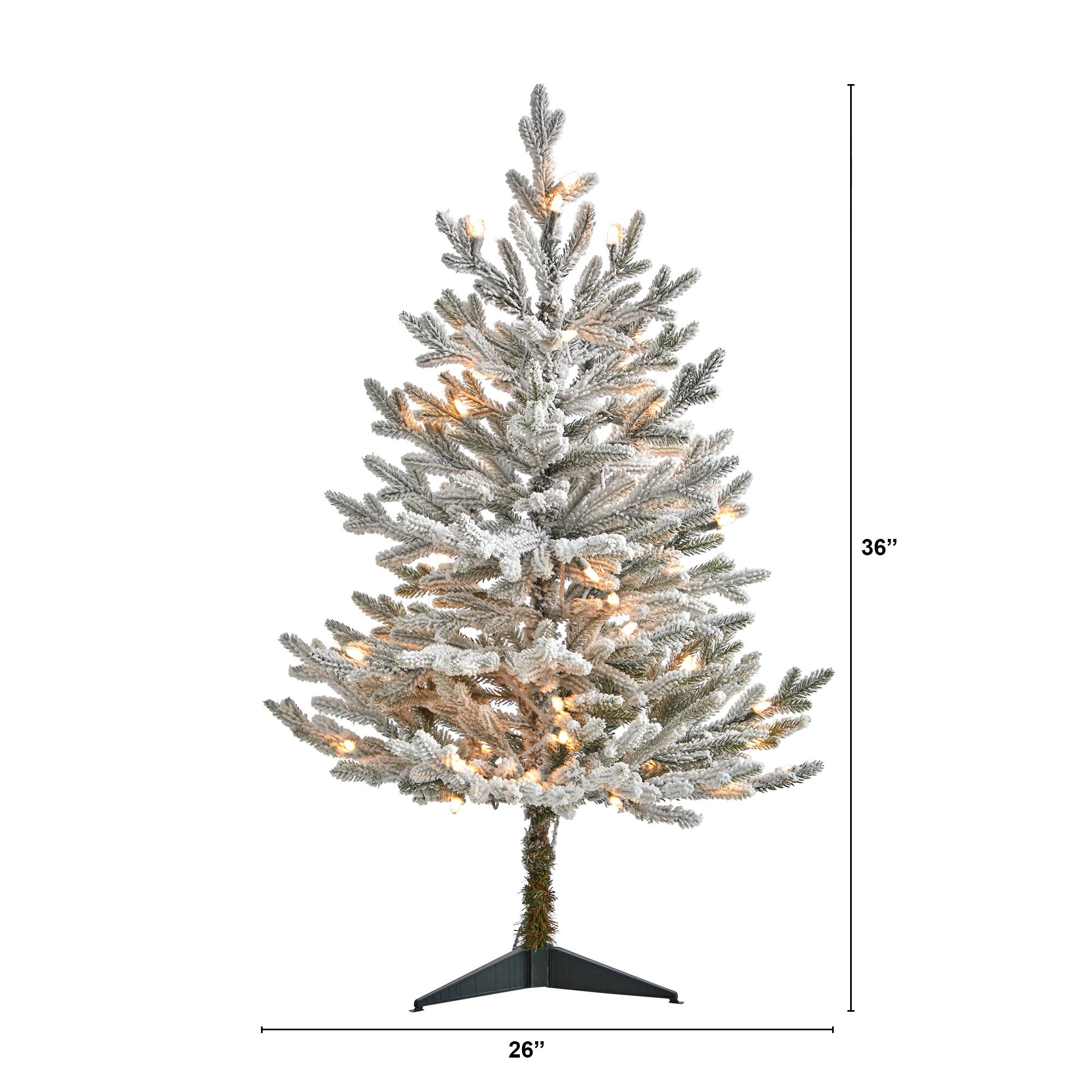 3ft. Pre-Lit Flocked Fraser Fir Artificial Christmas Tree with Warm White LED Lights