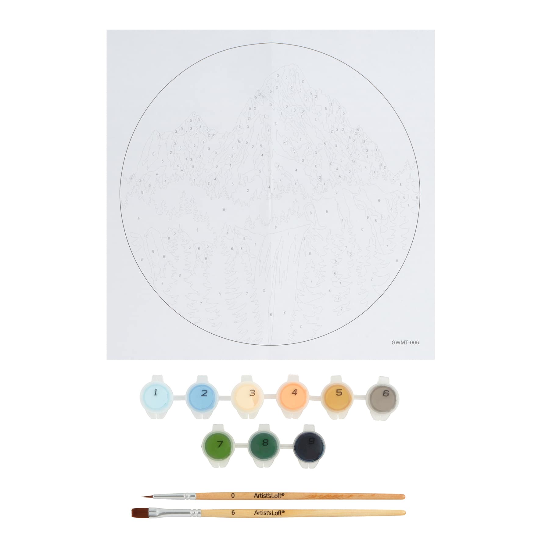 Mountain Waterfall Paint-by-Number Round Plywood Surface Kit by Artist's Loft®