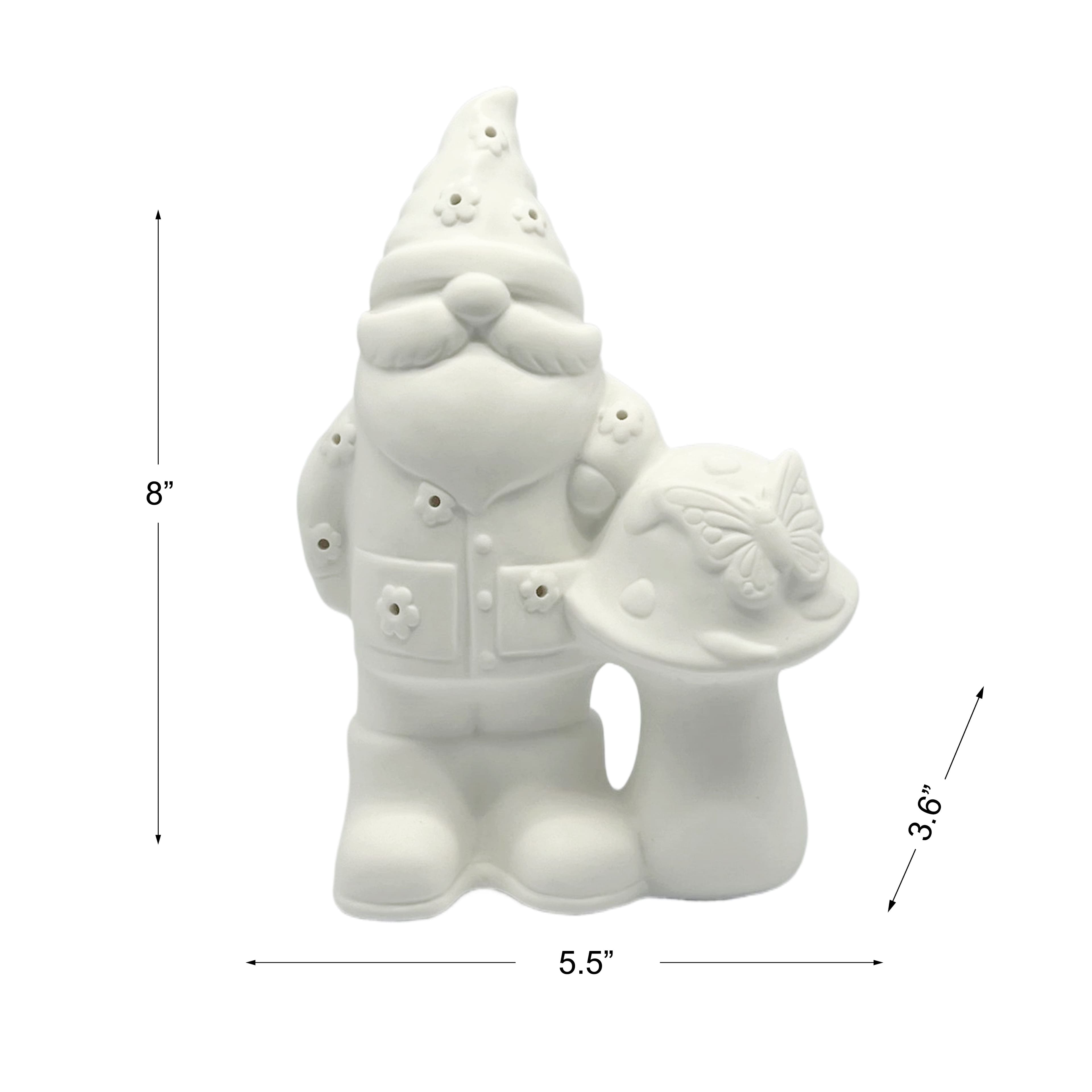 8&#x22; Unfinished Gnome Mushroom DIY LED Ceramic D&#xE9;cor by Make Market&#xAE;
