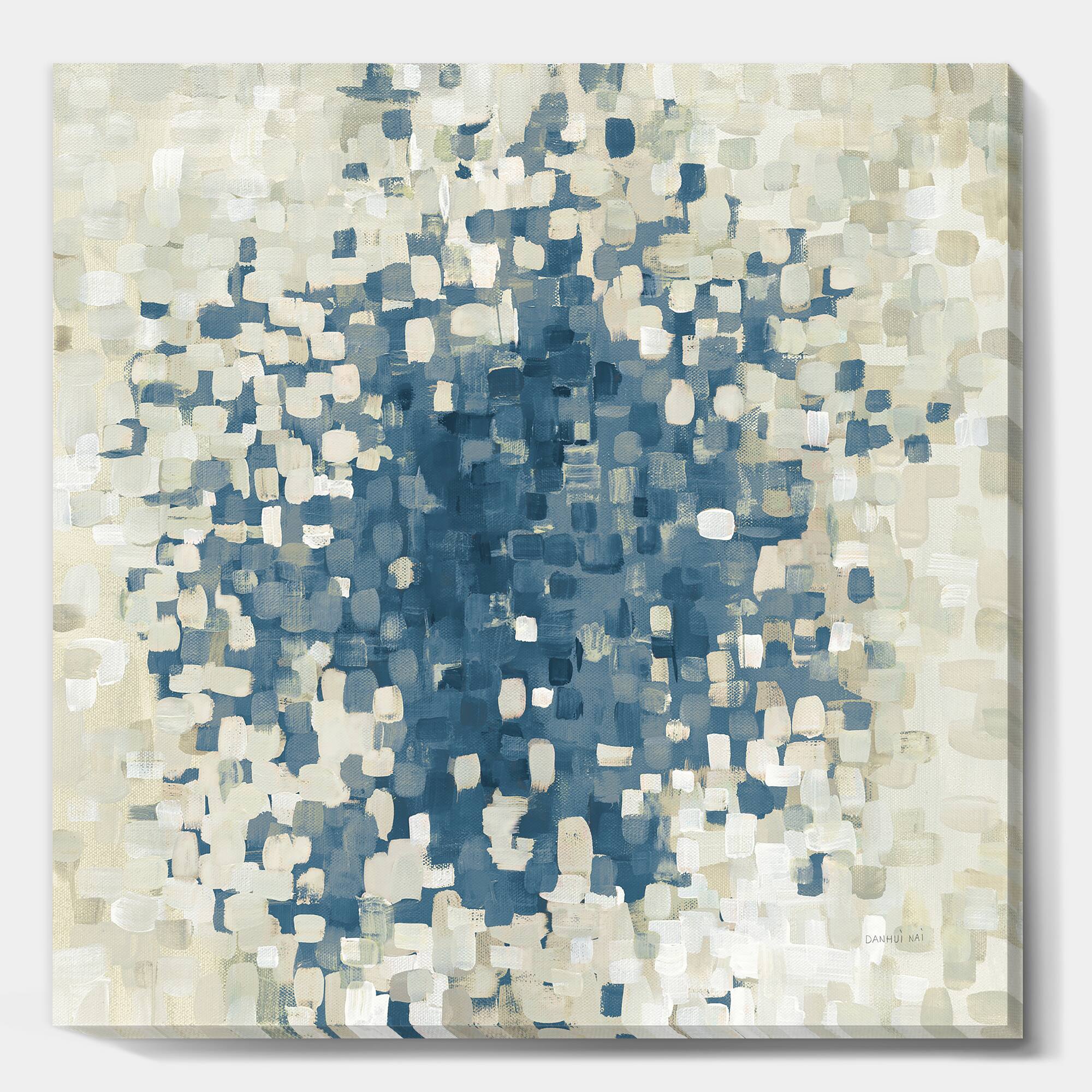 Designart - Geometric Blue Spots - Modern & Contemporary Canvas Artwork