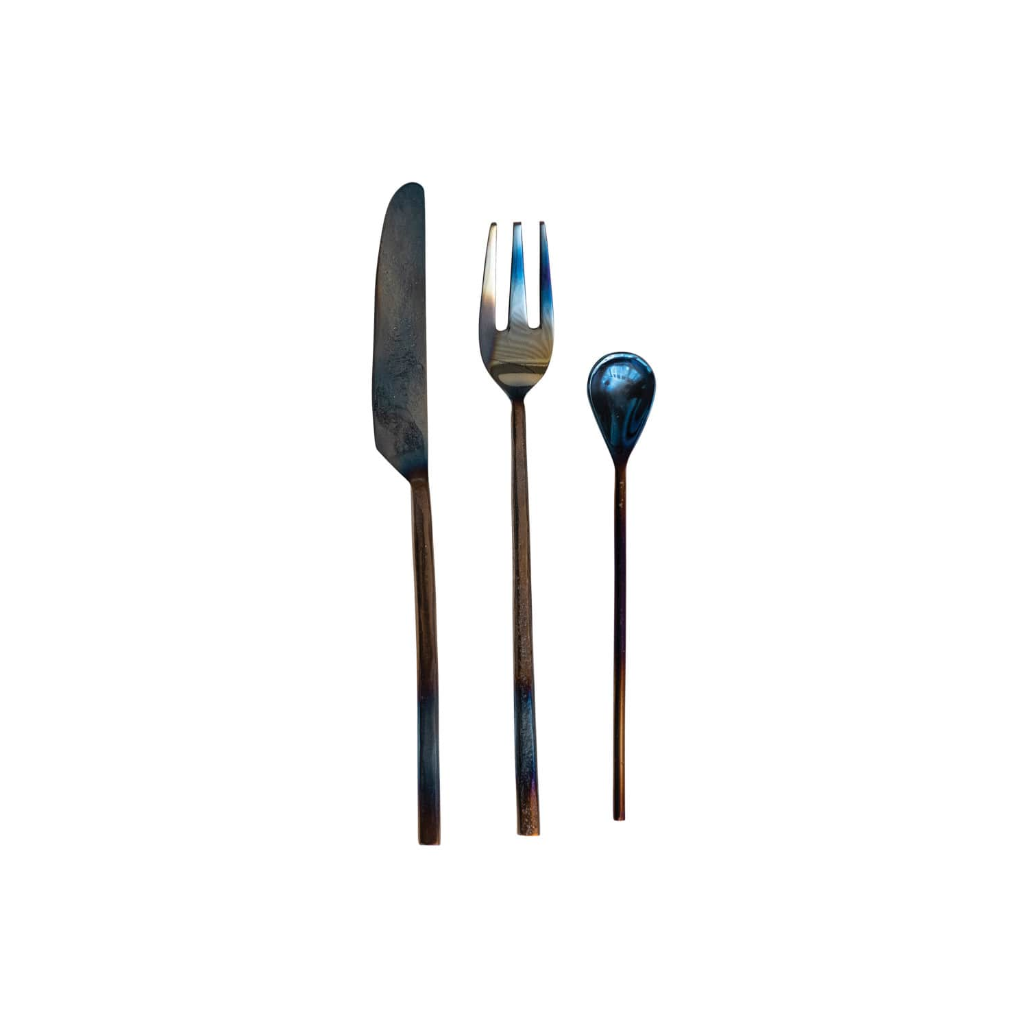 Burnt Gray Hammered Stainless Steel Appetizer Set