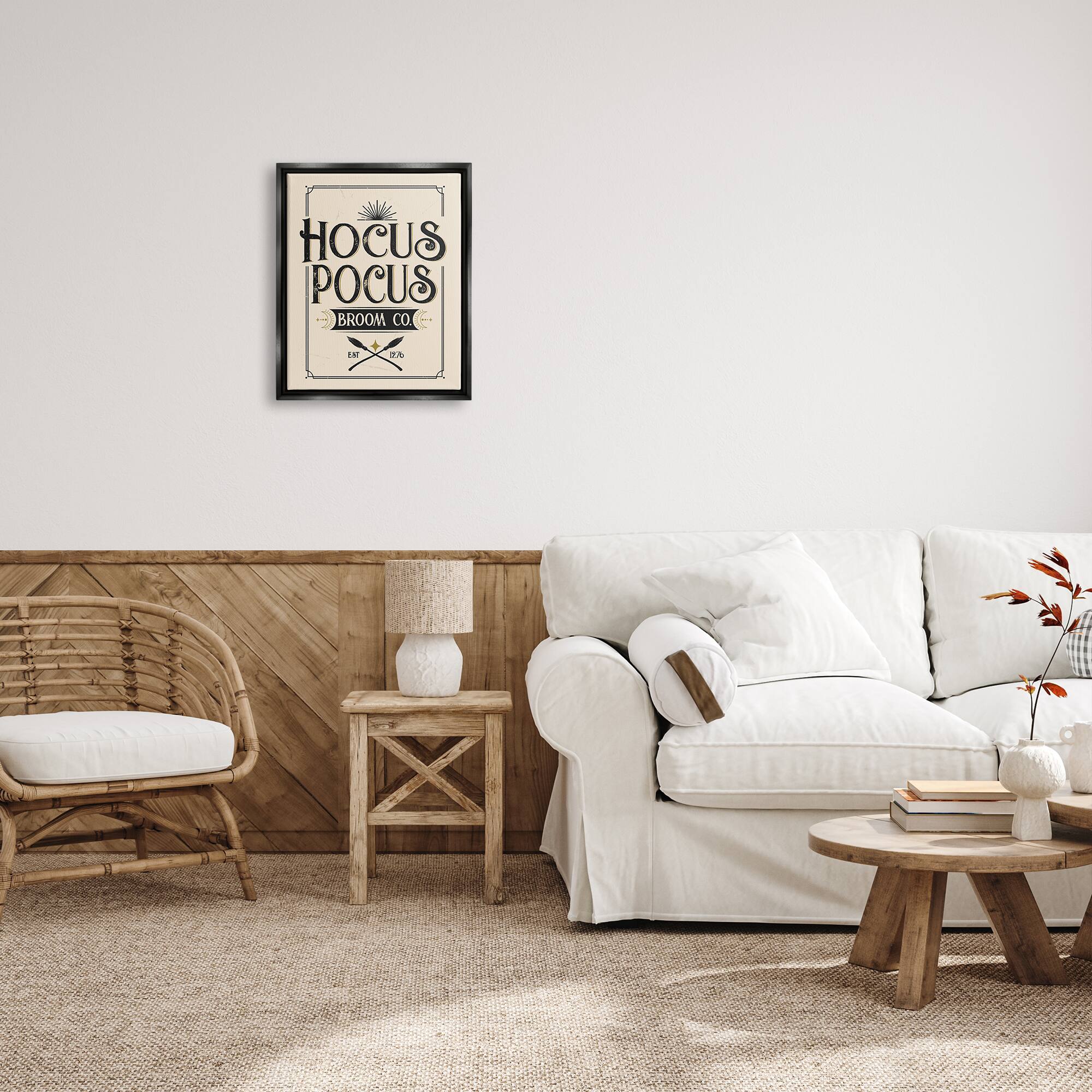 Stupell Industries Hocus Pocus Broom Co Sign Framed Floater Canvas Wall Art