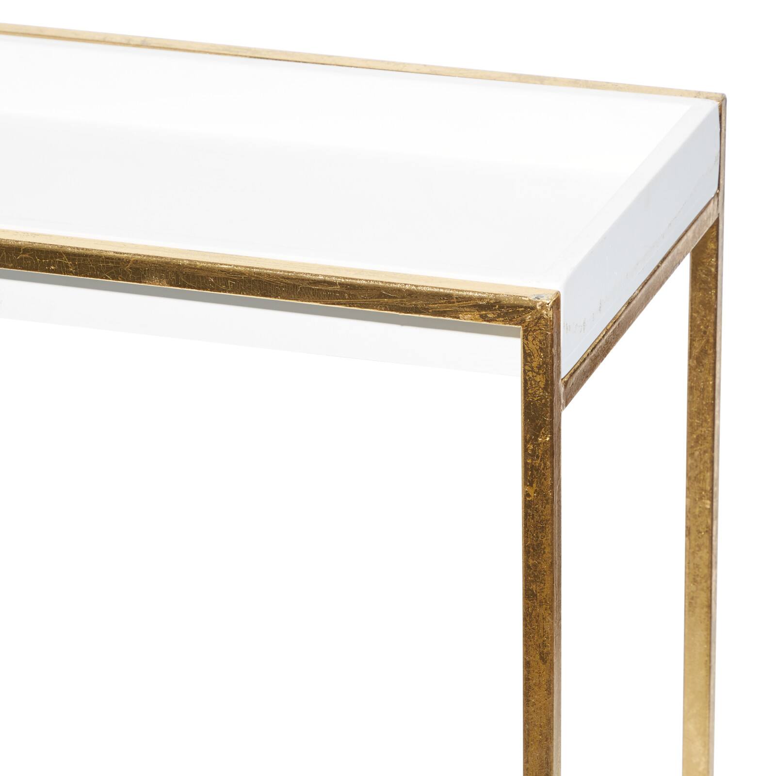 Set of 2 White Metal Contemporary Console Table, 38&#x22;, 40&#x22;