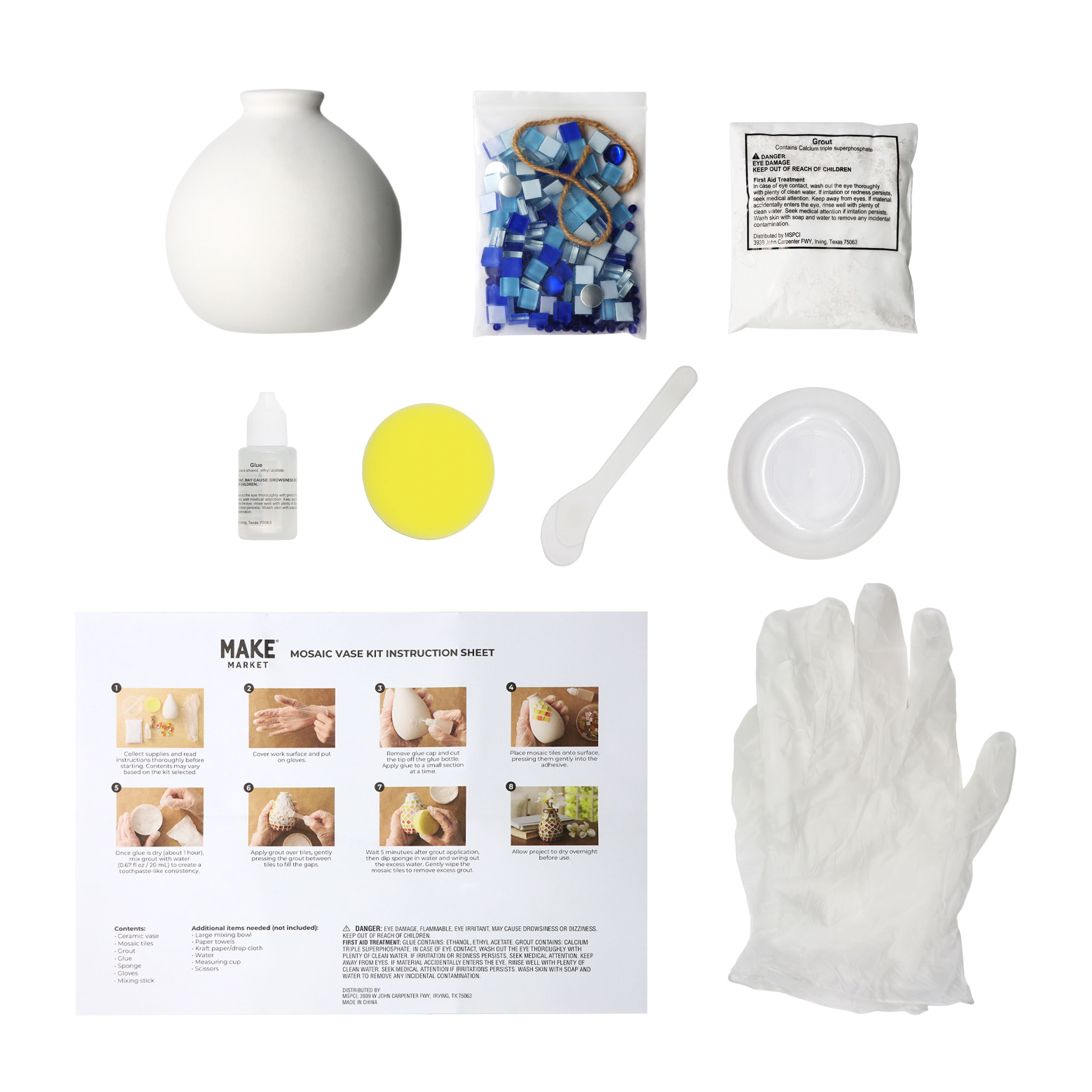 3.5" Cool Tones Mosaic Vase Kit by Make Market®