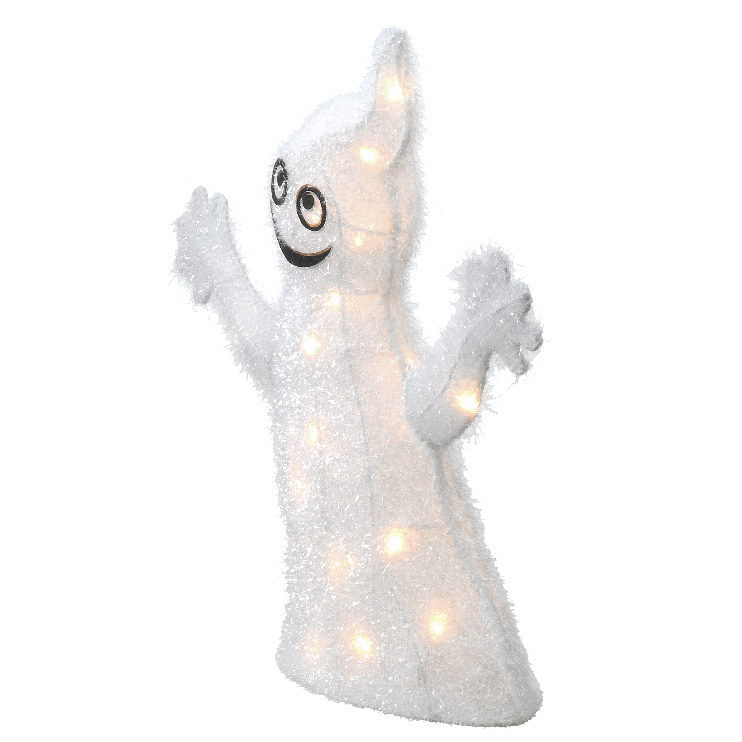 18&#x22; White LED Smiling Ghost Halloween Decor