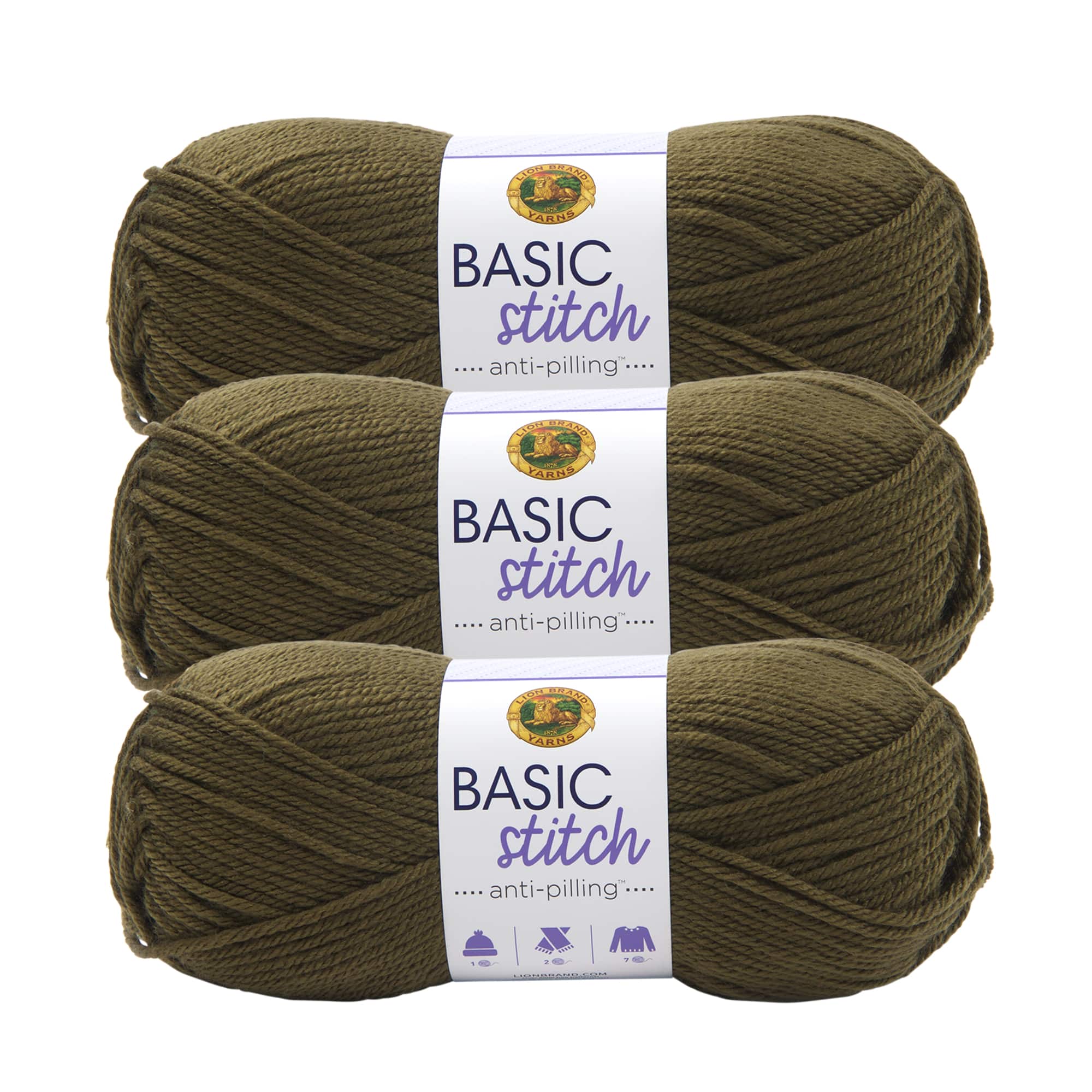 3 Pack Lion Brand® Basic Stitch Anti Pilling™ Yarn