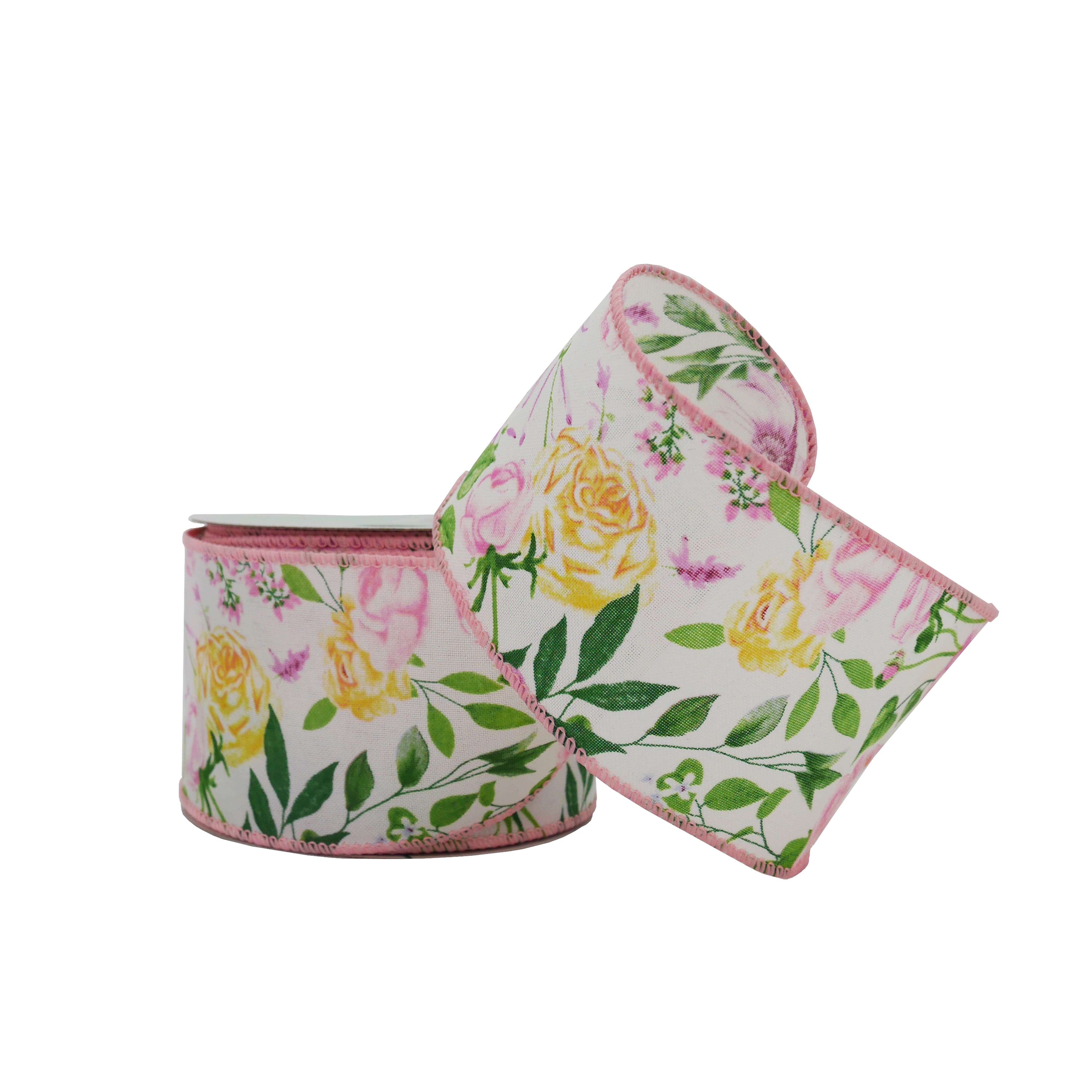 2.5&#x22; x 20ft. Bright Flowers Wired Ribbon by Celebrate It&#xAE; Easter