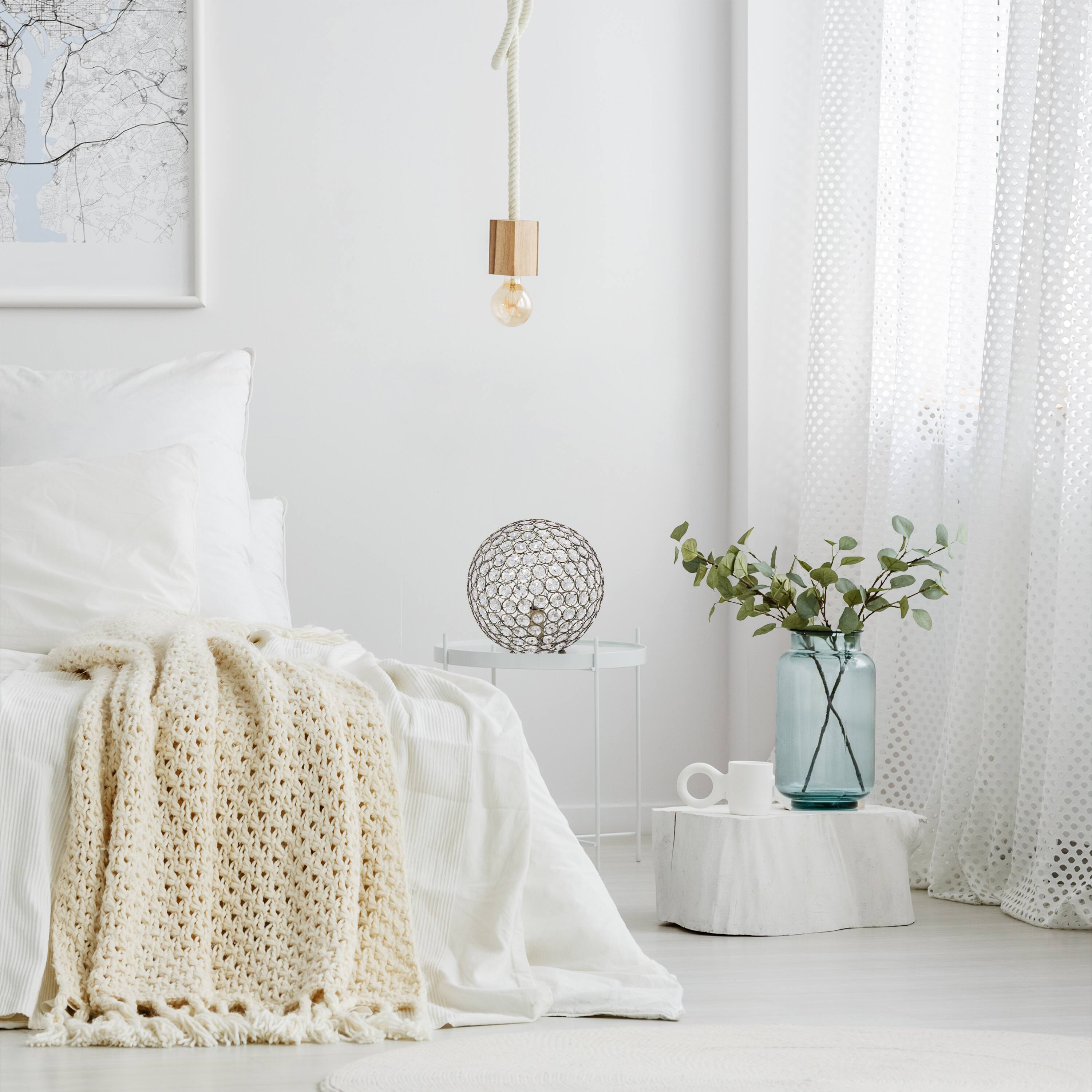 Lalia Home 10" Antique Brass Elipse Crystal Orb Table Lamp