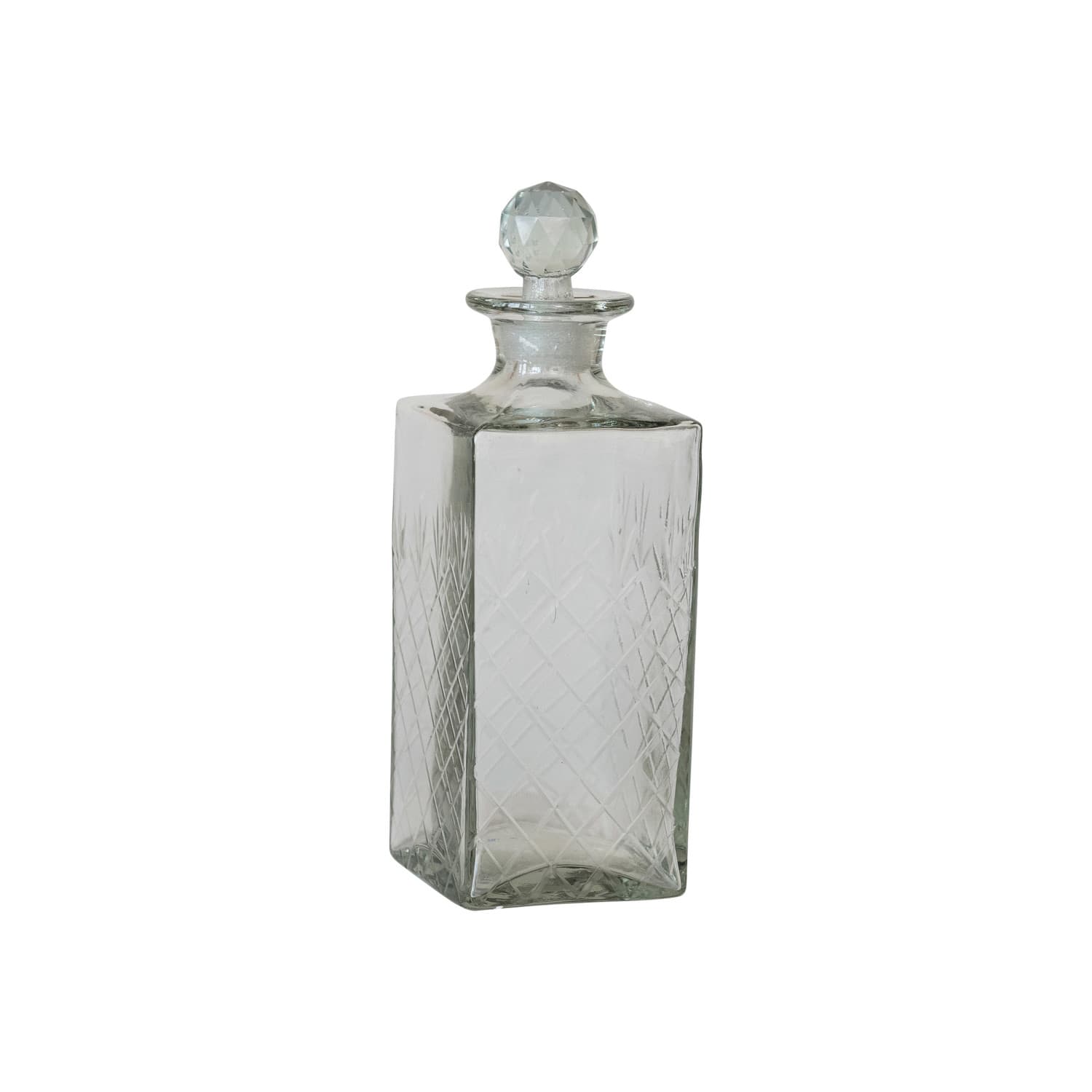 Hello Honey® 16oz. Clear Reclaimed Etched Square Glass Decanter