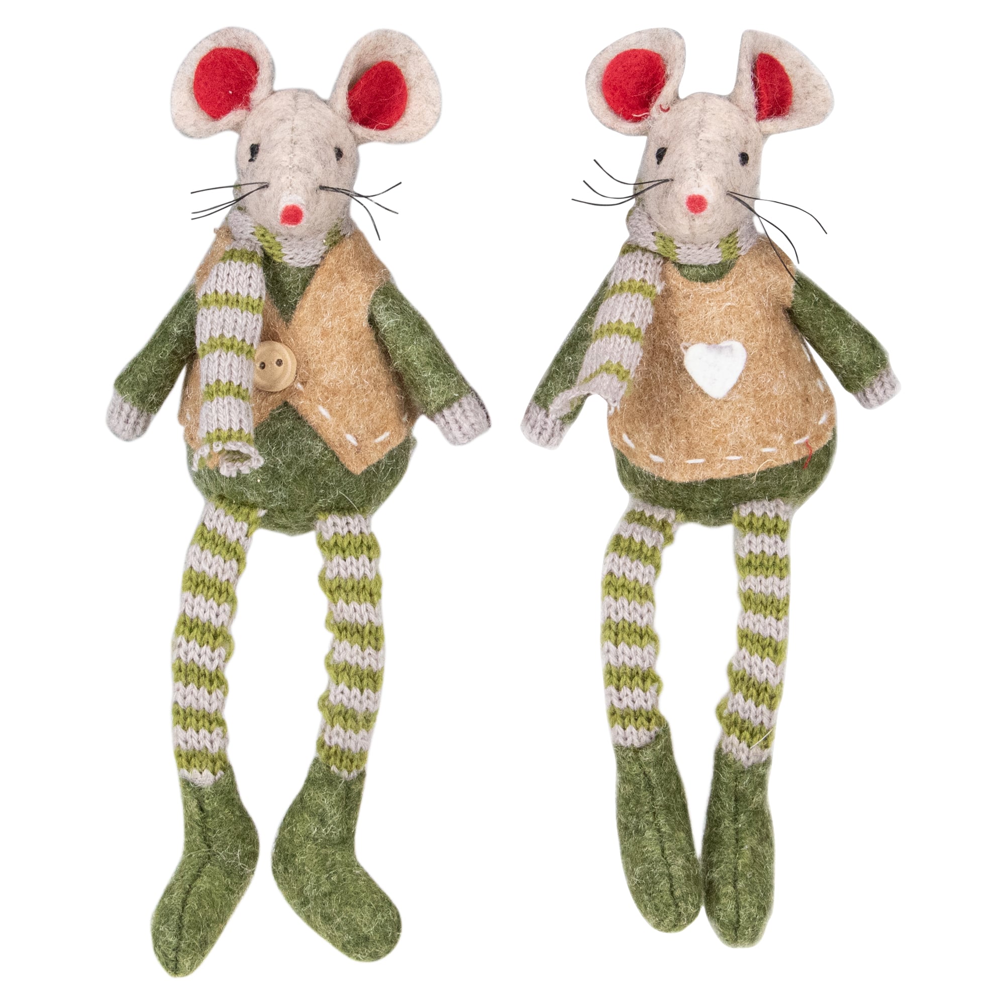 7.5&#x22; Boy &#x26; Girl Mice Christmas Ornaments Set