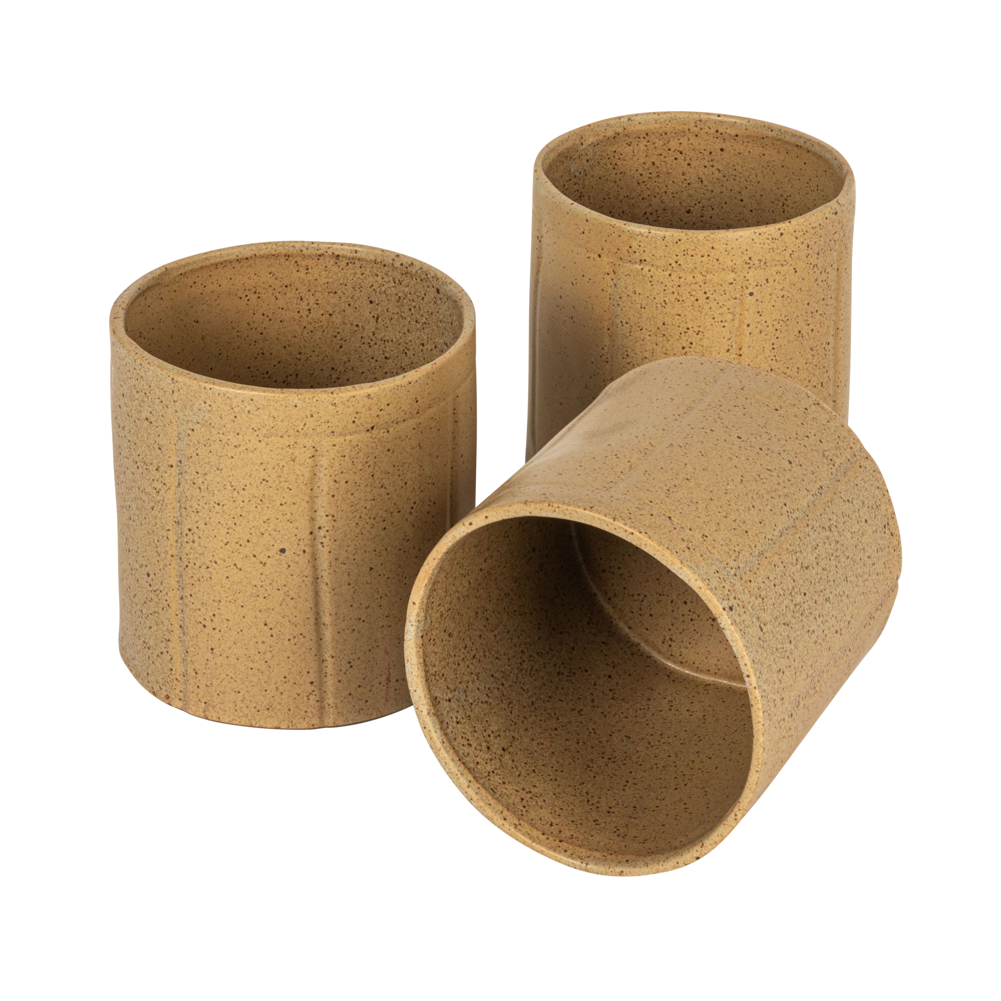 Hello Honey&#xAE; 6&#x22; Tan Decorative Stoneware Crock with Line Detail