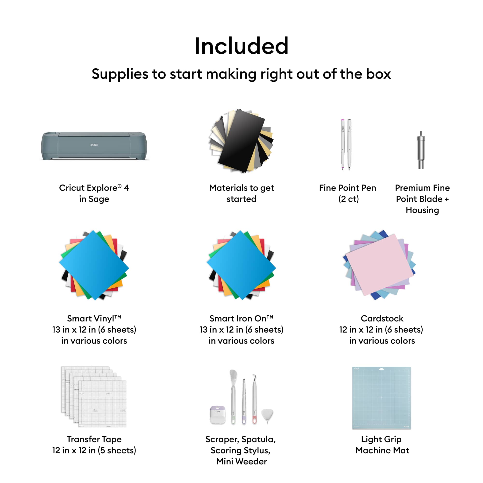 Ensemble machine de d&#xE9;coupe Explore 4 Cricut couleur sauge avec essentiels