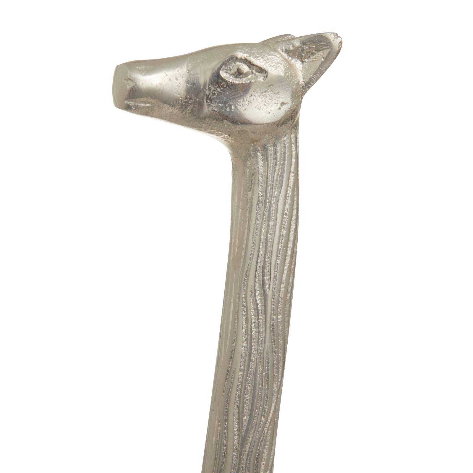 Silver Aluminum Contemporary Giraffe Sculpture Set