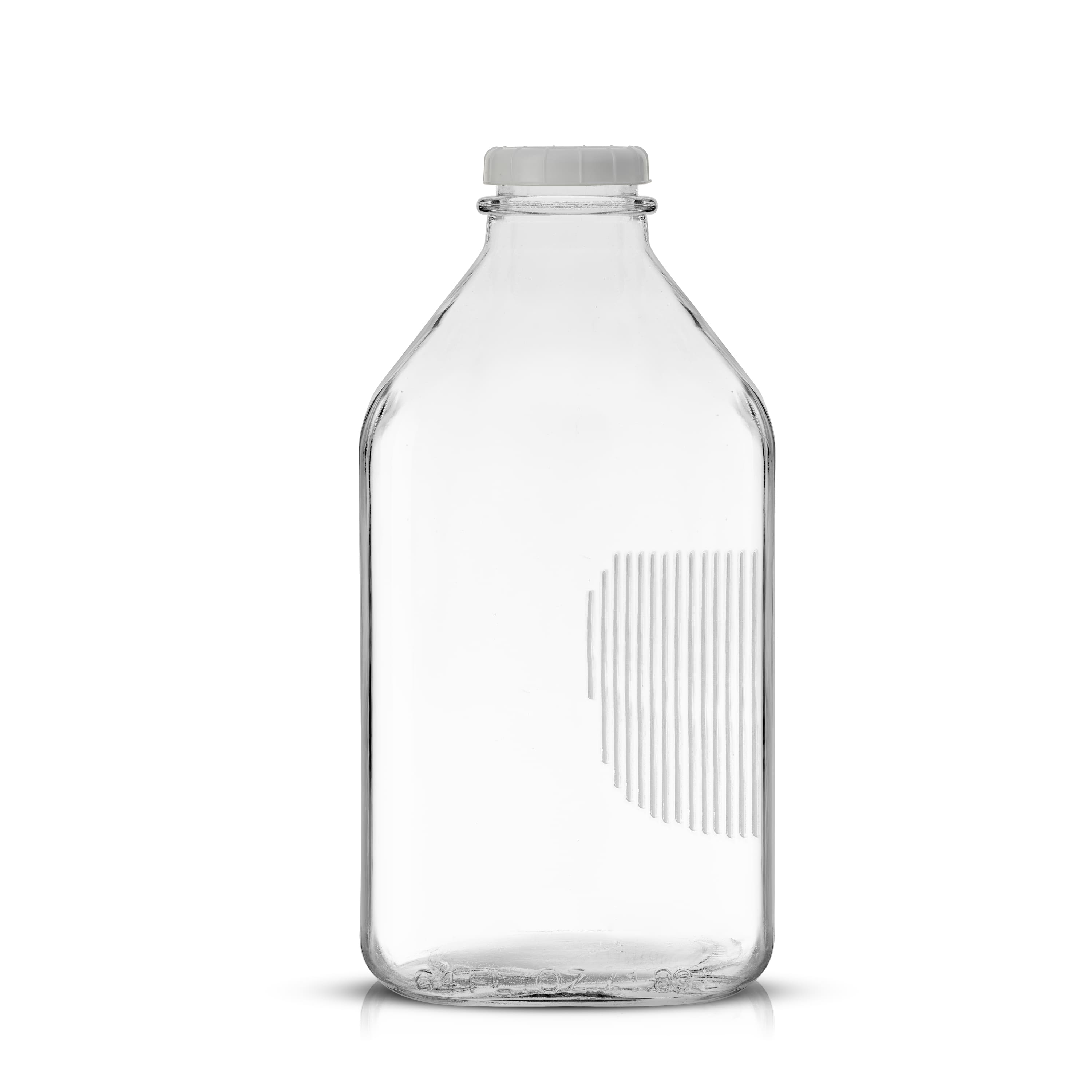 JoyJolt® Reusable Glass Milk Bottle Set with Lid & Pourer