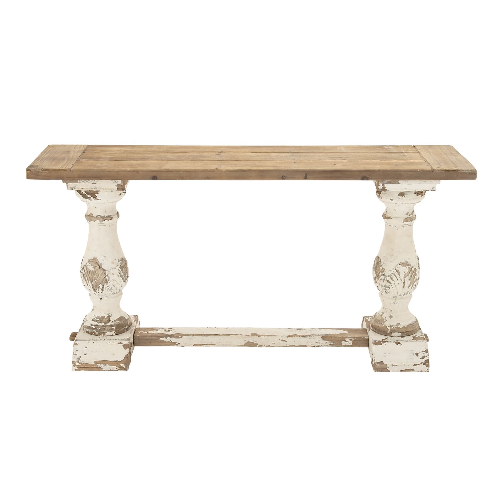 Antique white ornate wood console deals table