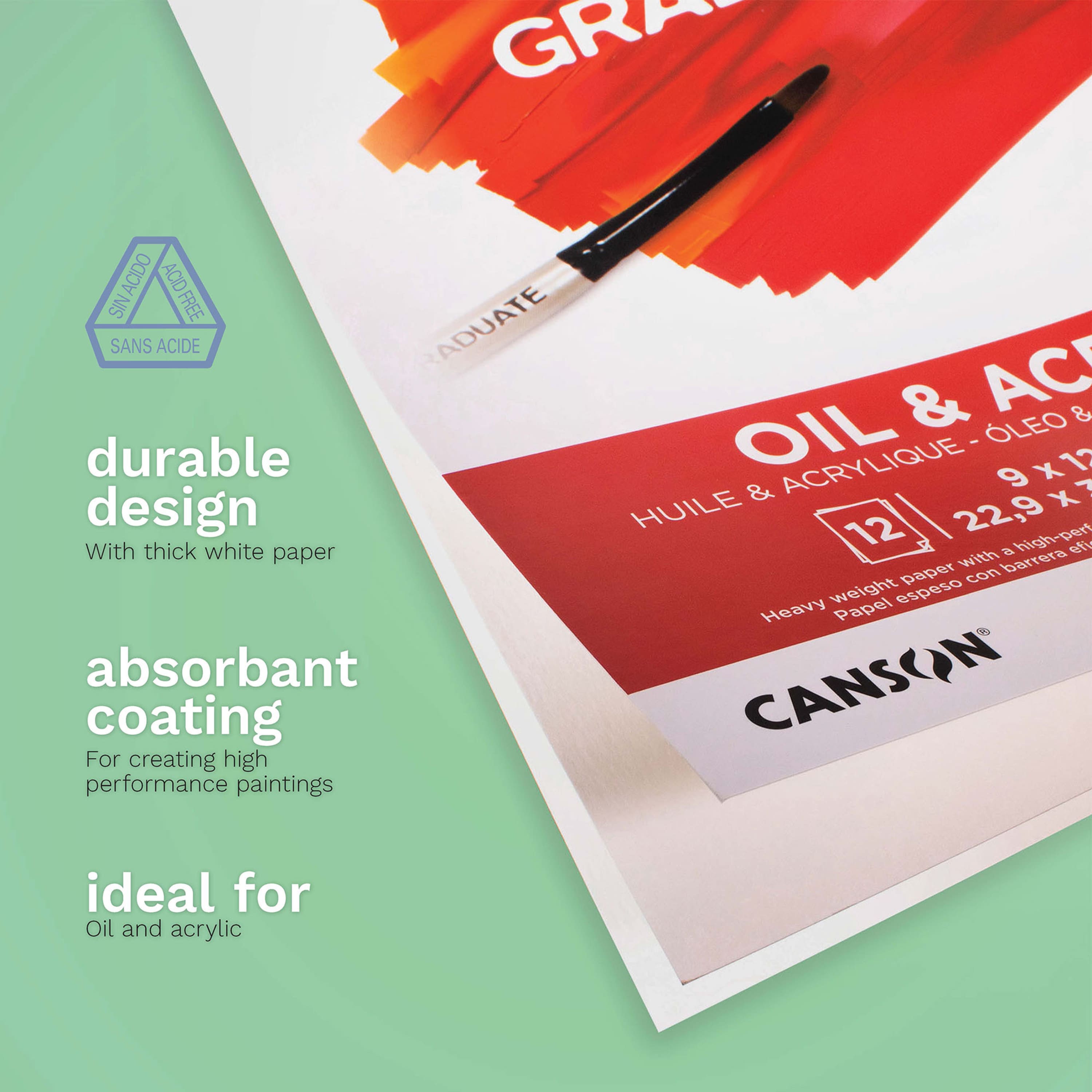 Canson&#xAE; Graduate Foldover Oil &#x26; Acrylic Pad, 9&#x22; x 12&#x22;