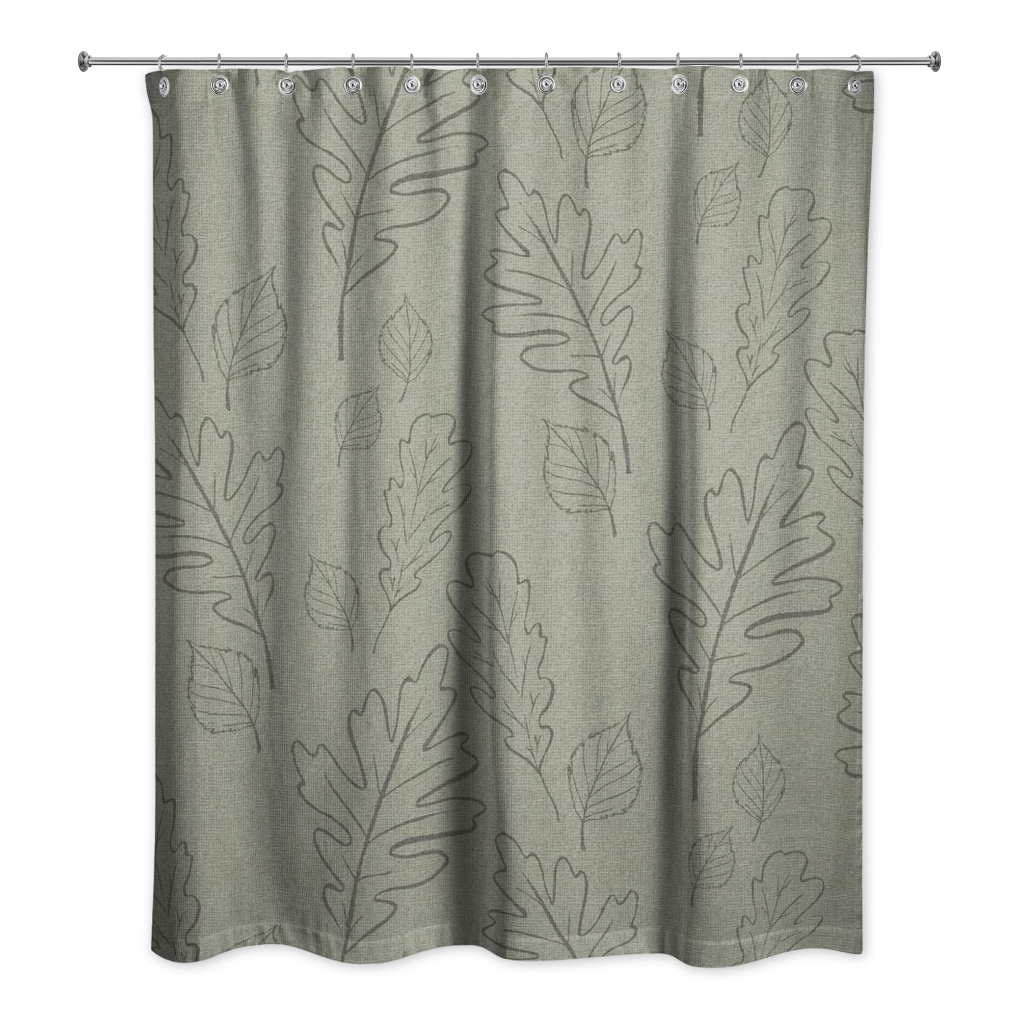 Green Large Leaves Shower Curtain