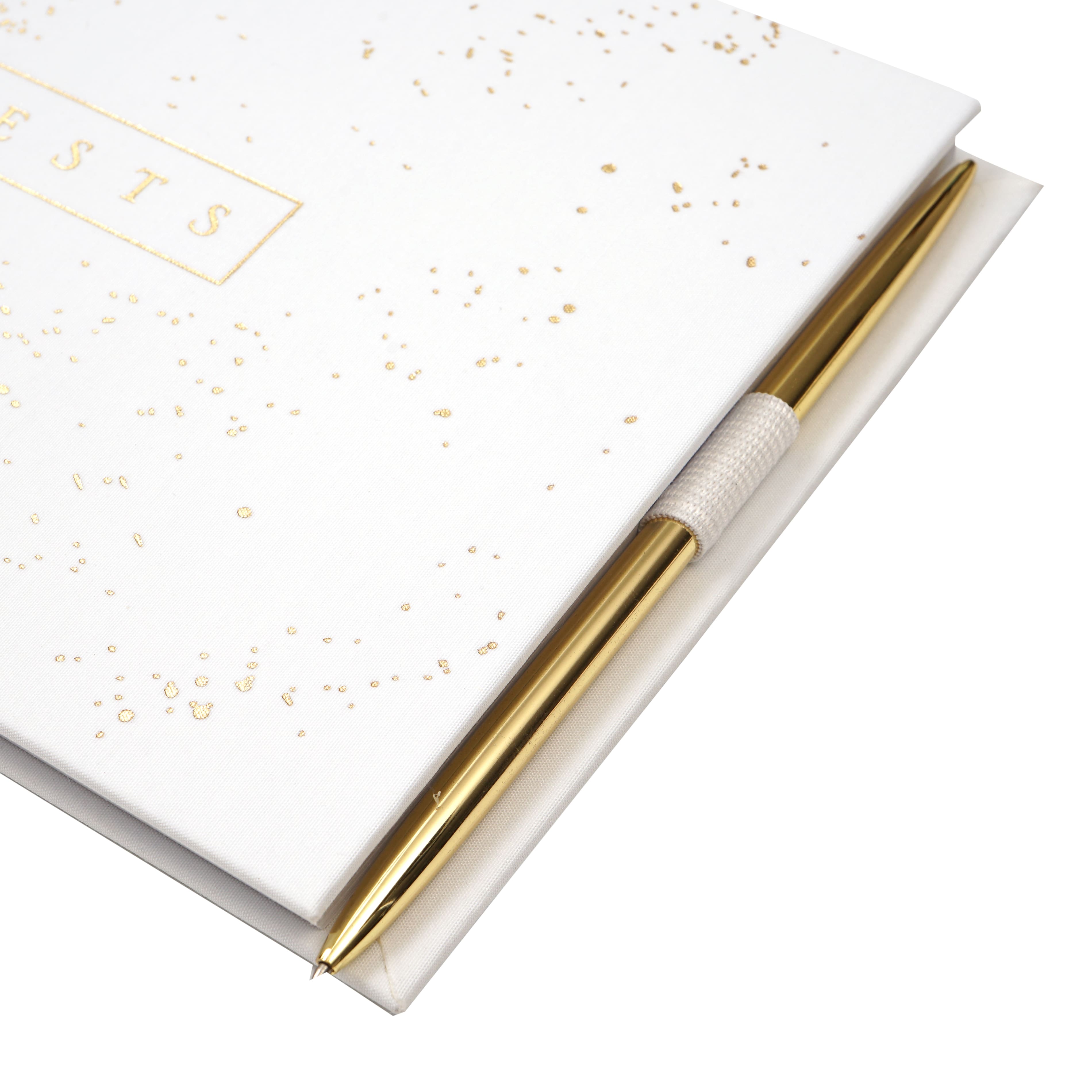 White & Gold Guest Book & Pen Set by Celebrate It™