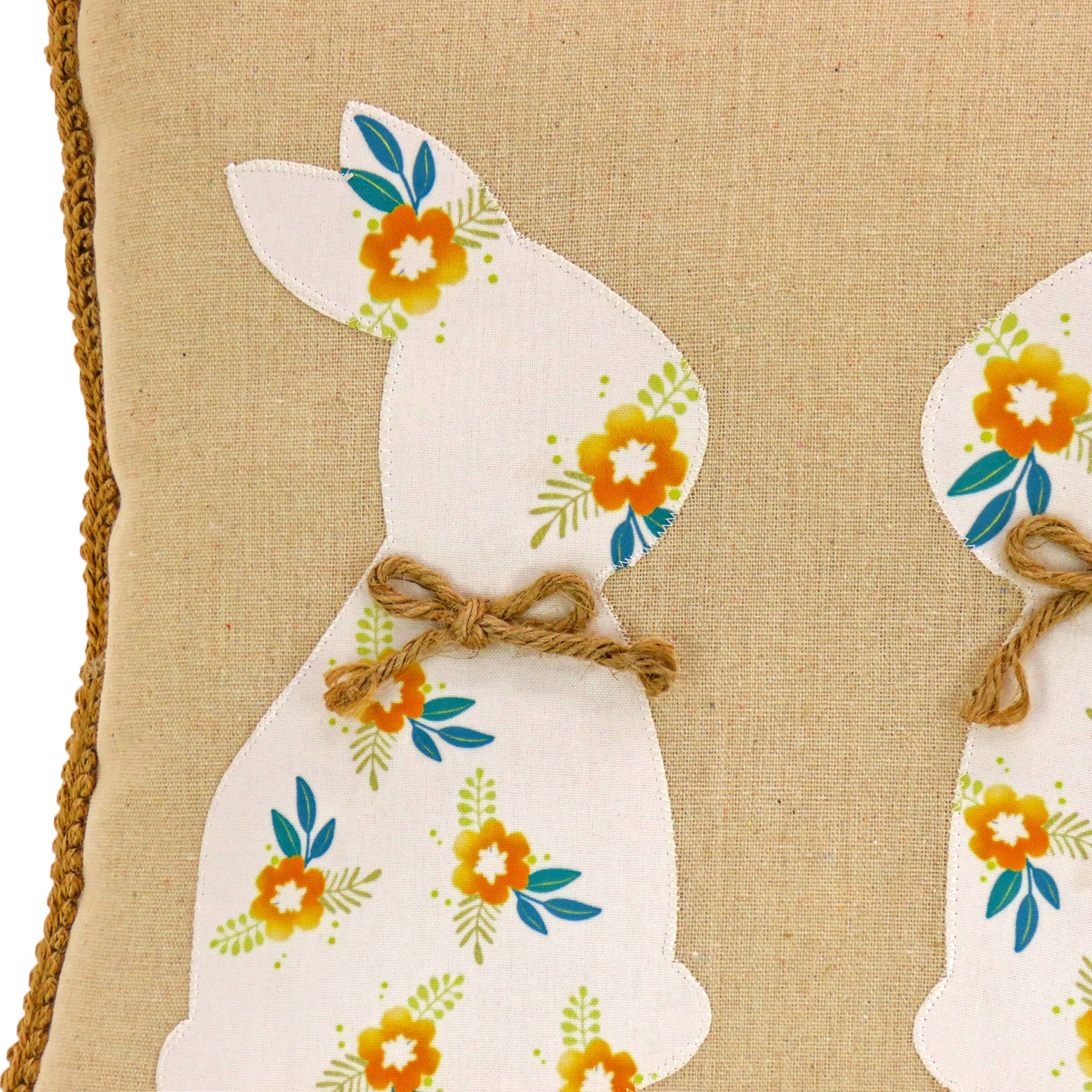 16'' Floral Bunny Easter Pillow