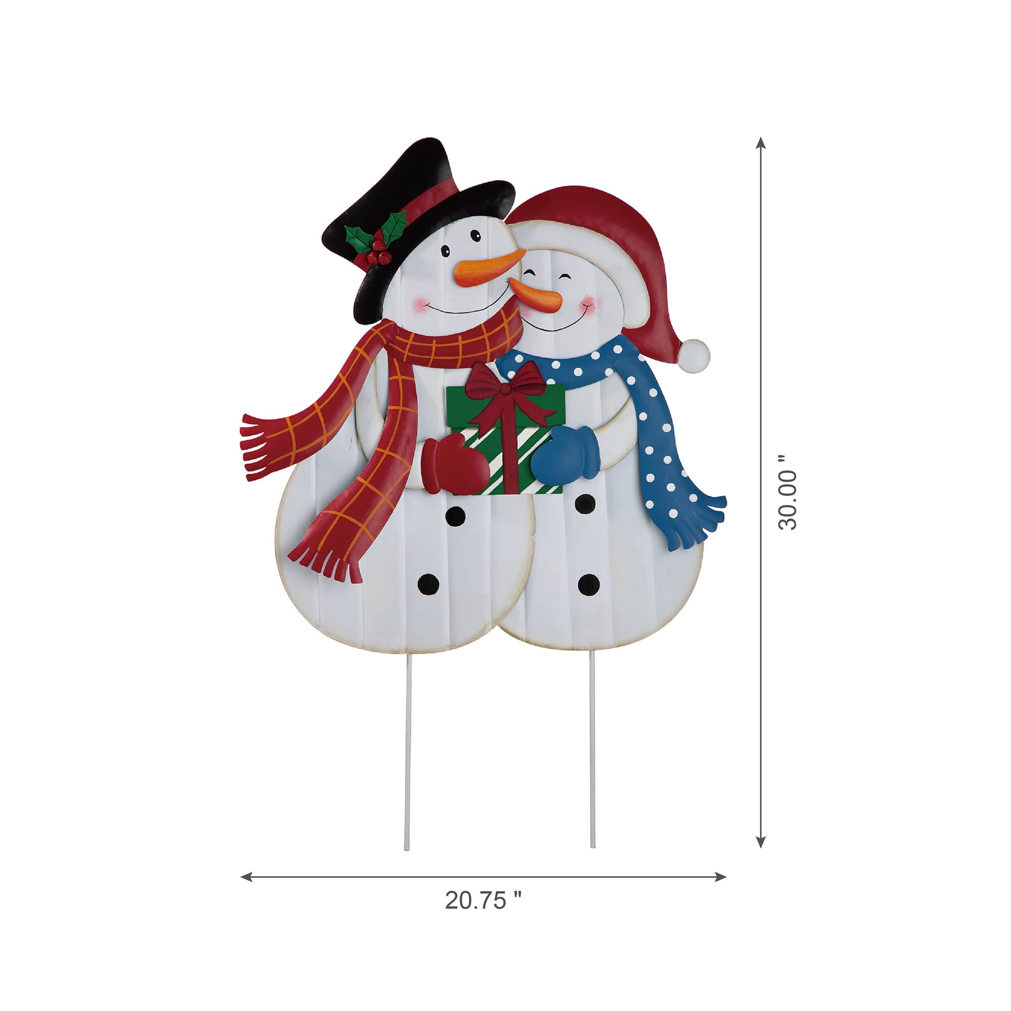 Glitzhome® 2.5ft. Metal Lovely Snowman Yard Stake
