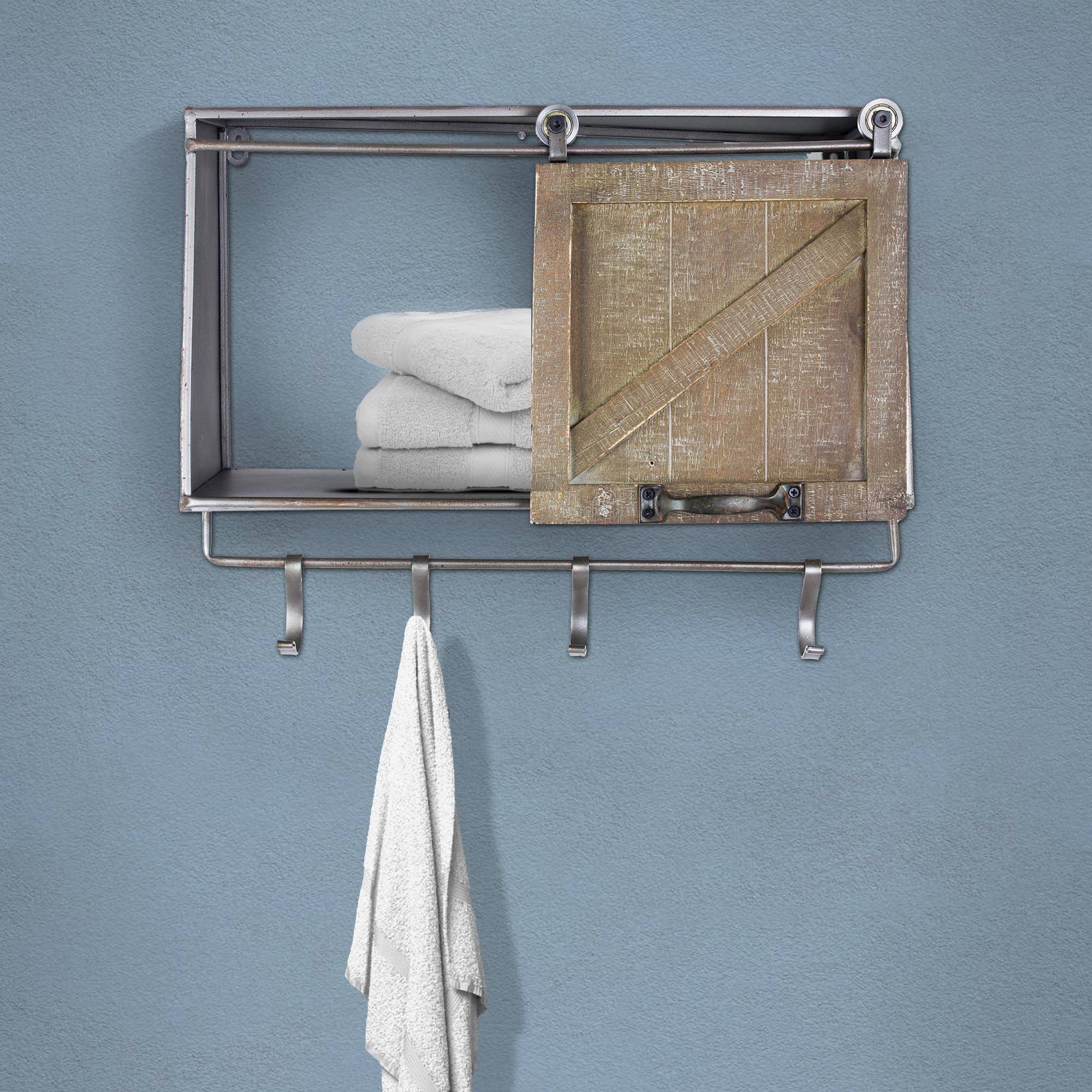 Rustic Sliding Barn Door Coat &#x26; Towel Rack