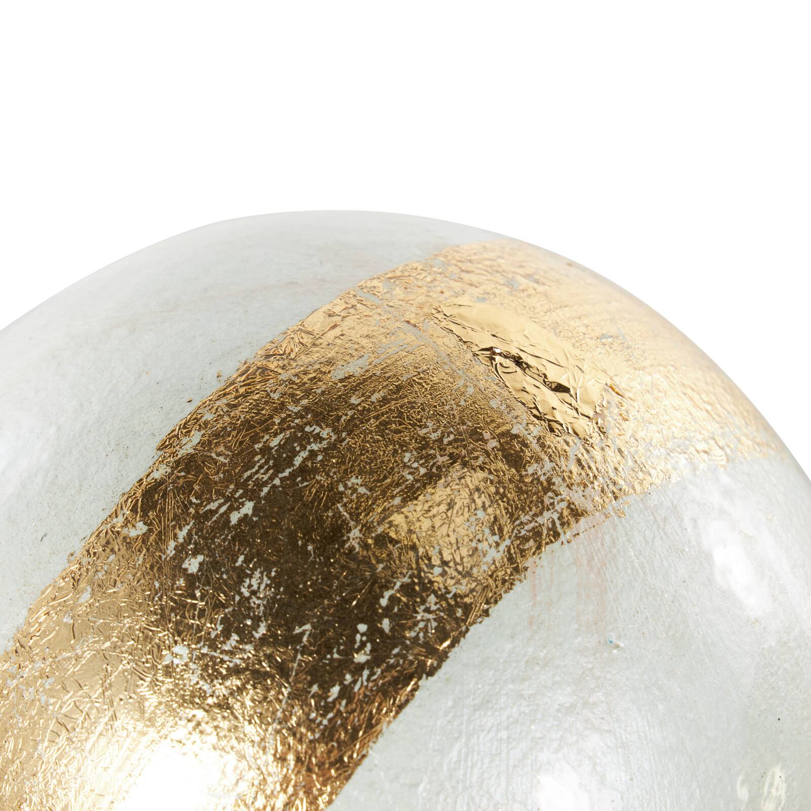White with Gold Stripe Abstract Brushed Decorative Orbs &#x26; Vase Filler Set