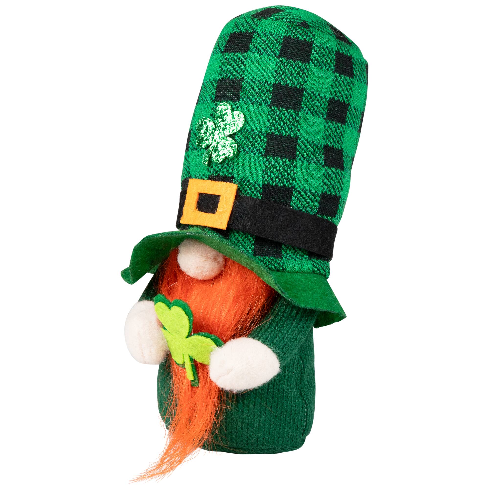 7" Plaid Gnome with Shamrocks St. Patrick's Day Decoration
