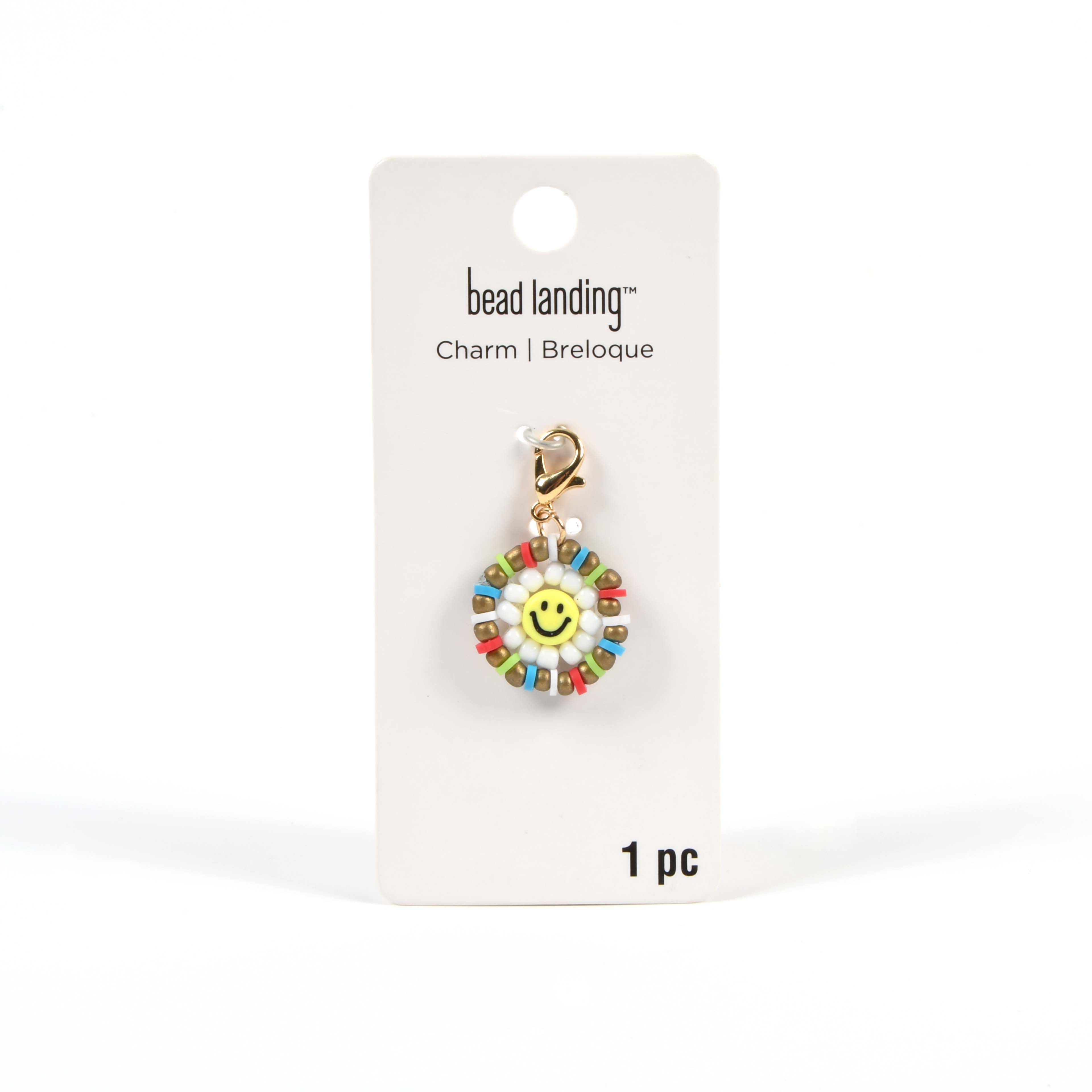 Seed Bead Smiley Flower Charm by Bead Landing&#x2122;