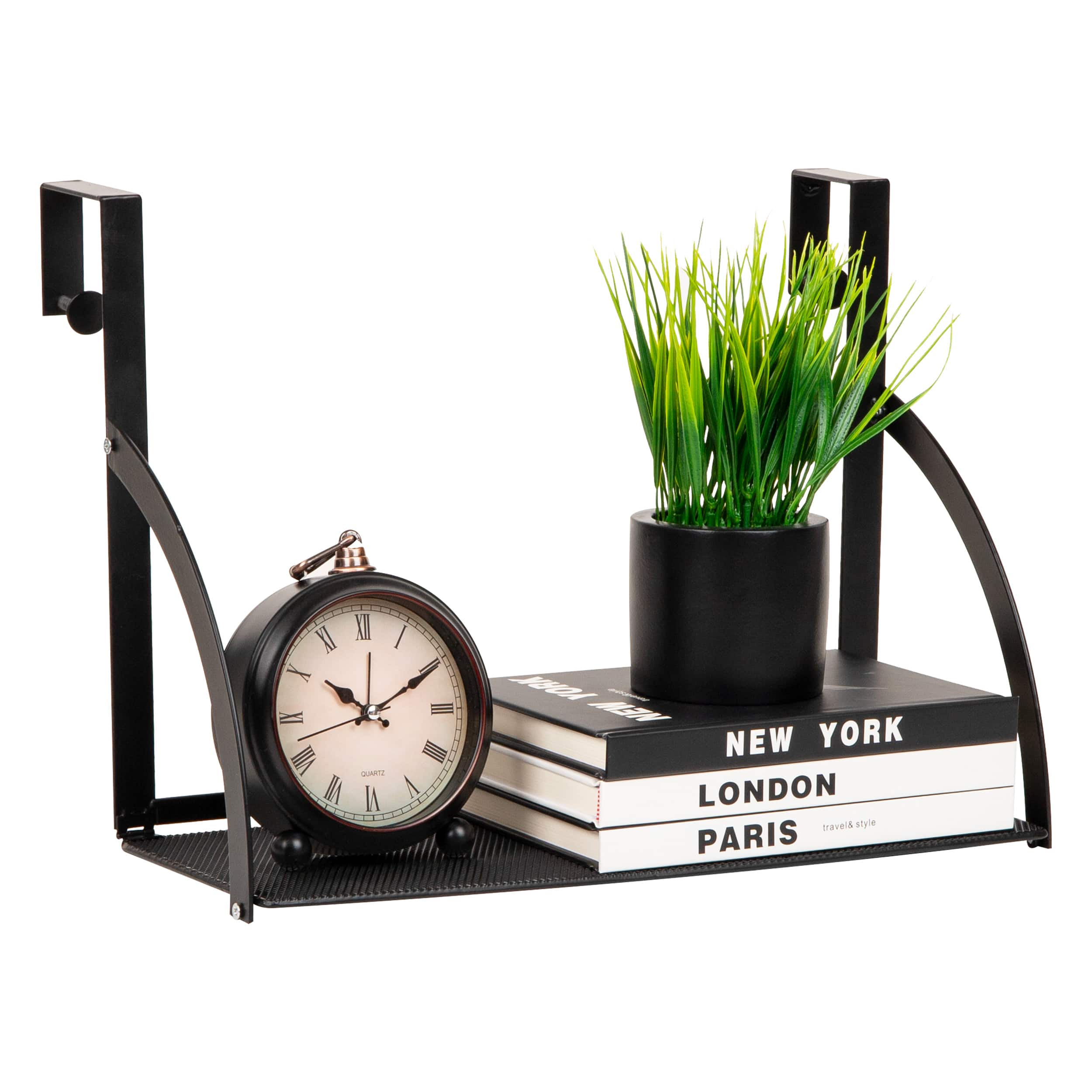 Mind Reader Hanging Cubicle Shelf Organizer Metal, Black