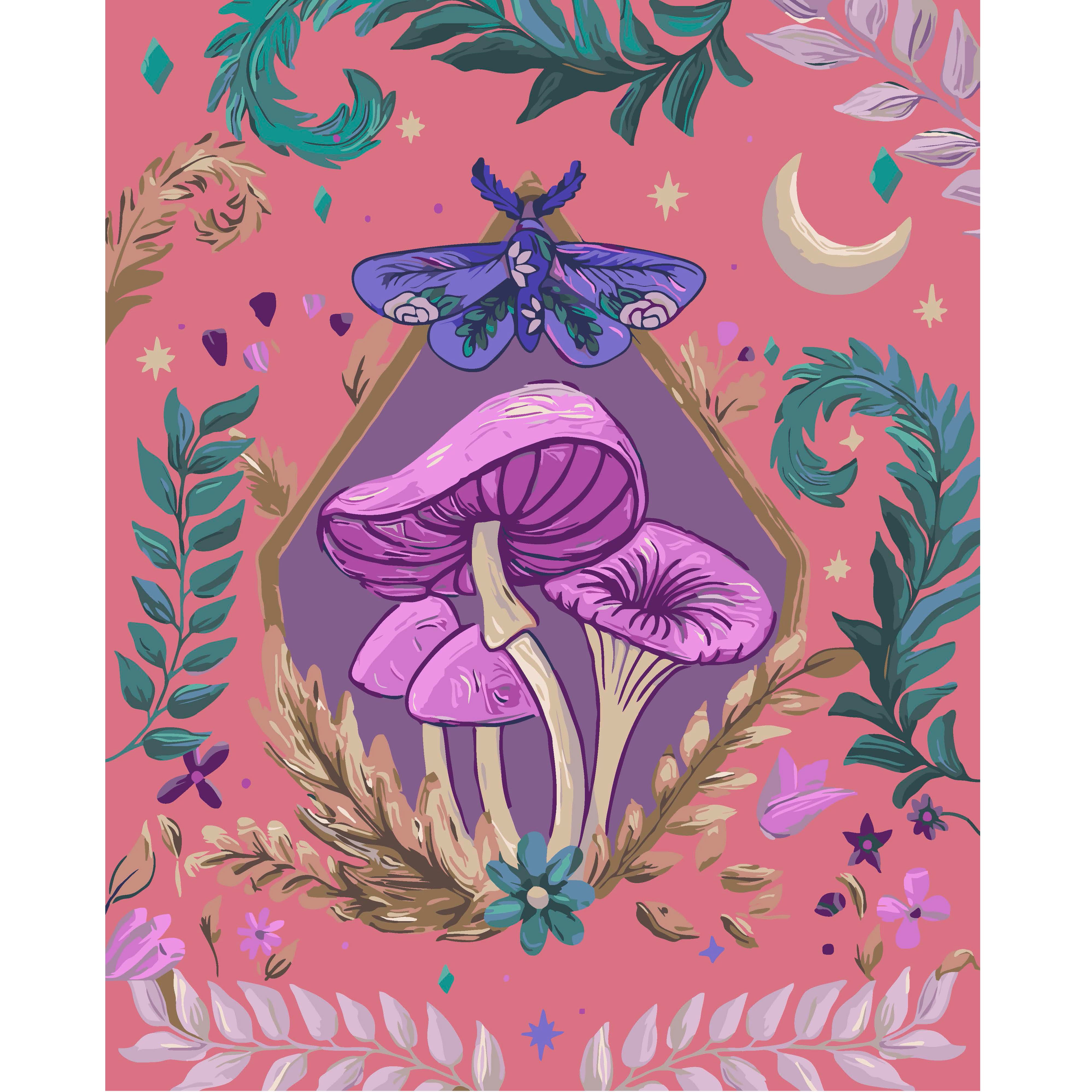 16" x 20" Pink Jungle Mushroom Paint-by-Number Kit by Artist's Loft®