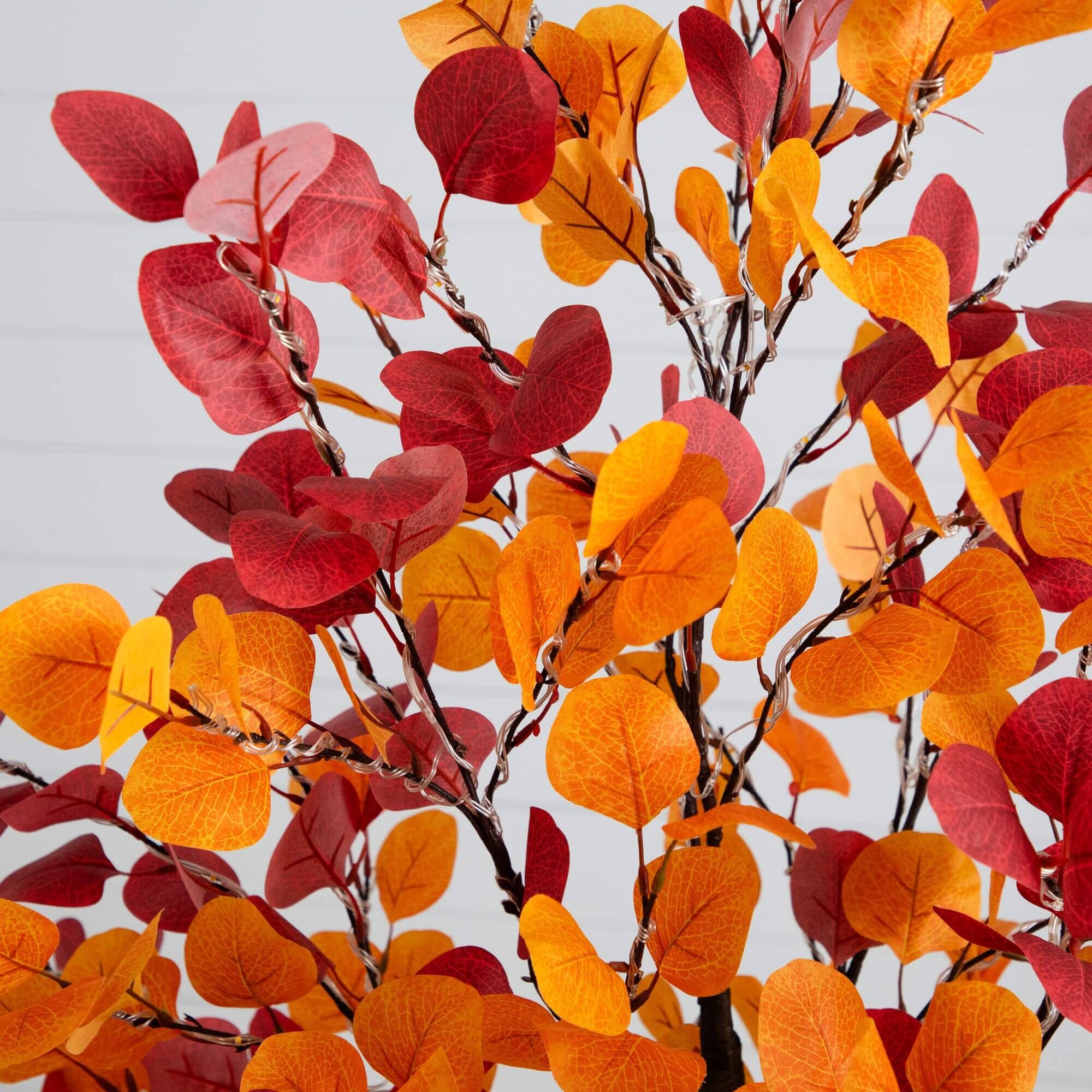 5ft. Pre-Lit Bright Autumn Eucalyptus Artificial Fall Tree with 300 Warm White LED Lights
