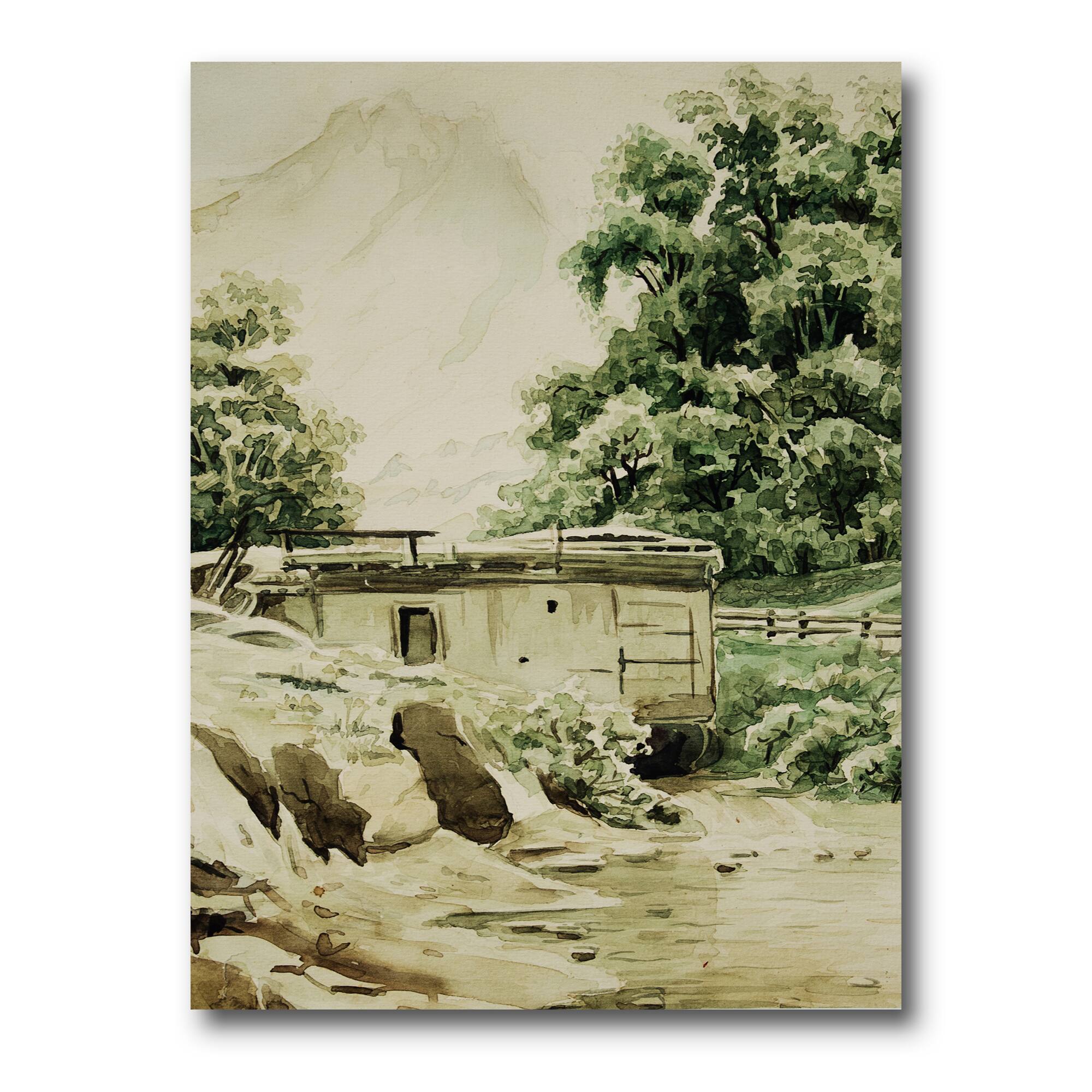 Designart - Cabin In The Mountains - Cabin &#x26; Lodge Canvas Wall Art Print