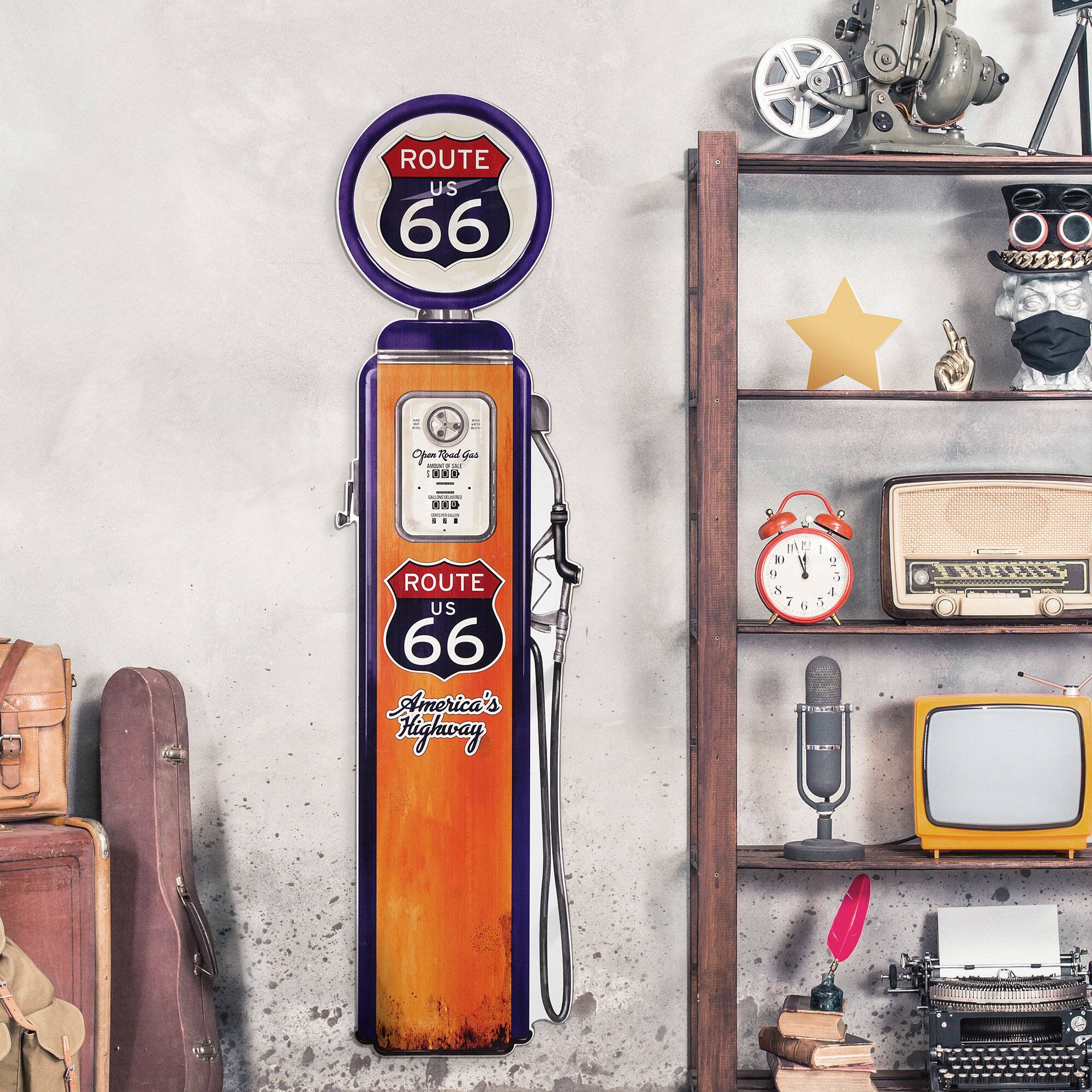 American Art D&#xE9;cor&#x2122; 60.5&#x22; Licensed Route 66 Gas Pump Plaque Wall D&#xE9;cor