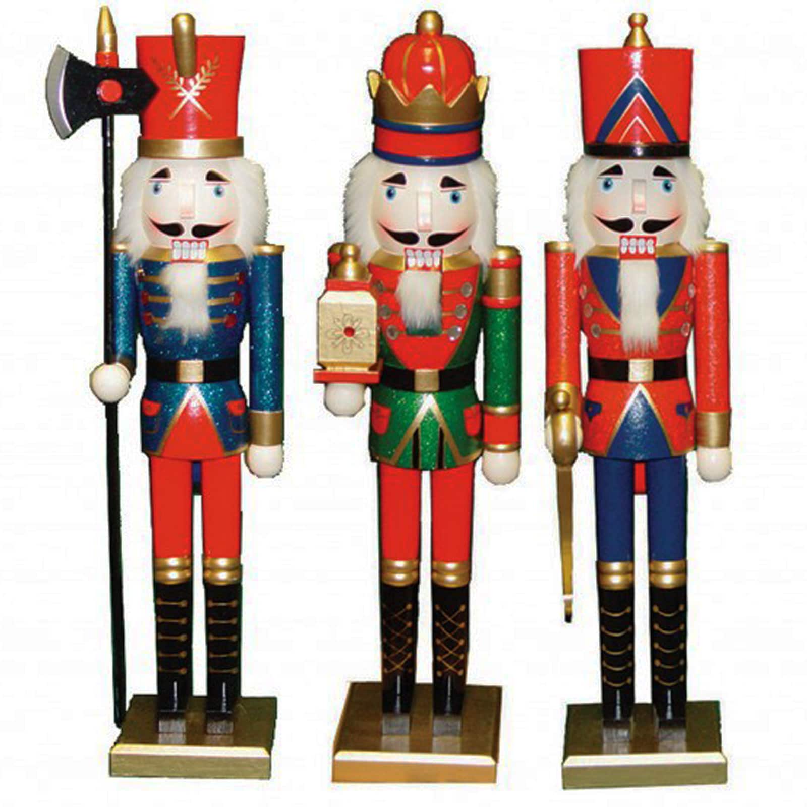 24&#x22; Santa&#x27;s Workshop King, Guard, Soldier Figurine Set
