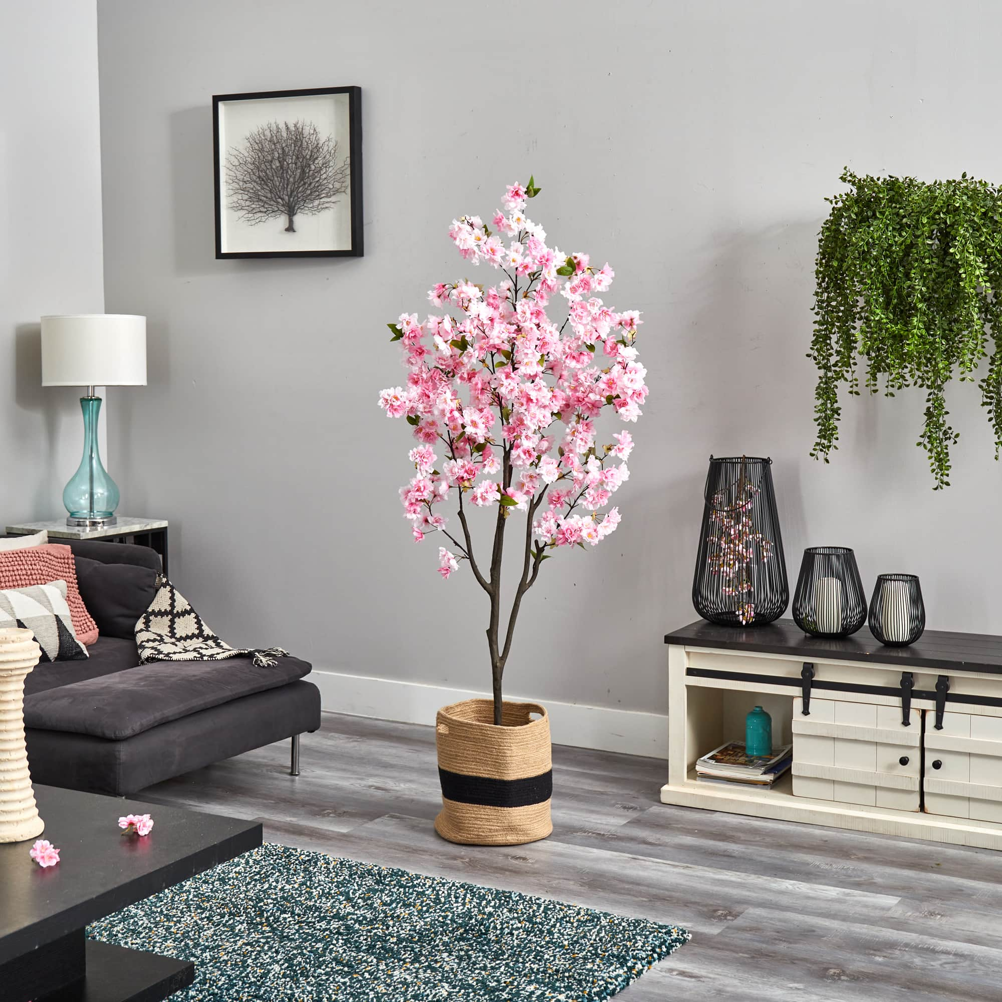 6ft. Artificial Cherry Blossom Tree with Basket