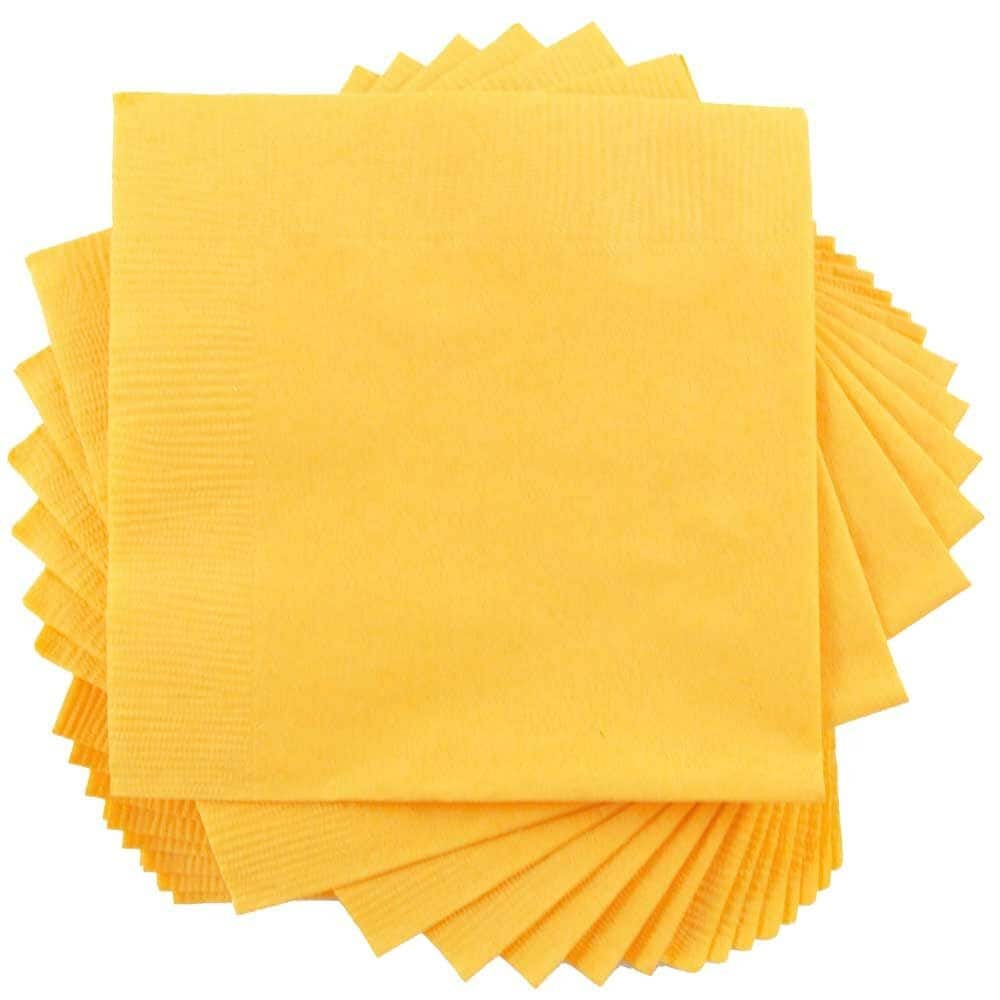 JAM PAPER Medium Lunch Napkins, 6 1/2 x 6 1/2, Yellow, 40/Pack