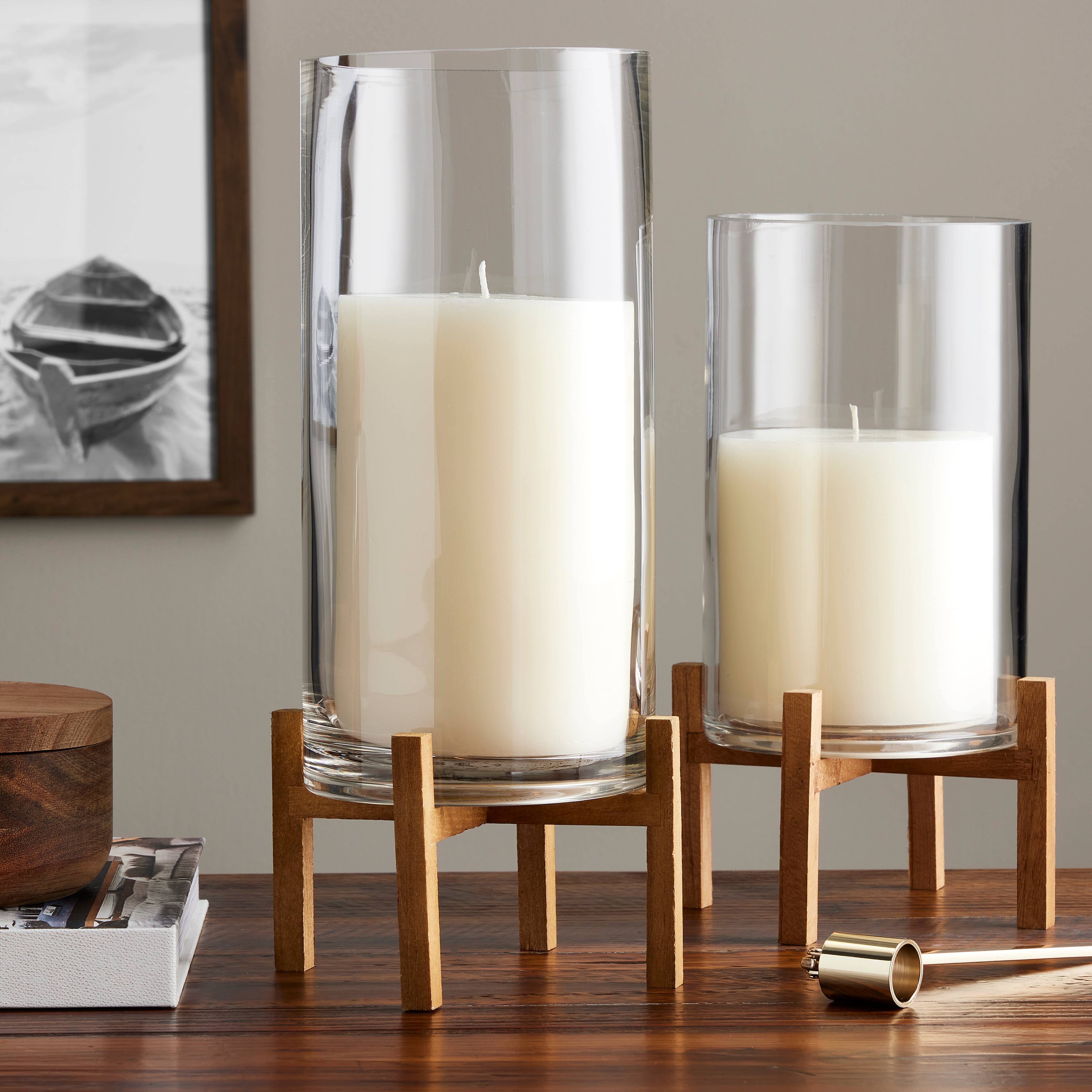6 Pack 9" Glass Candle Holder with Wood Base by Ashland® Michaels