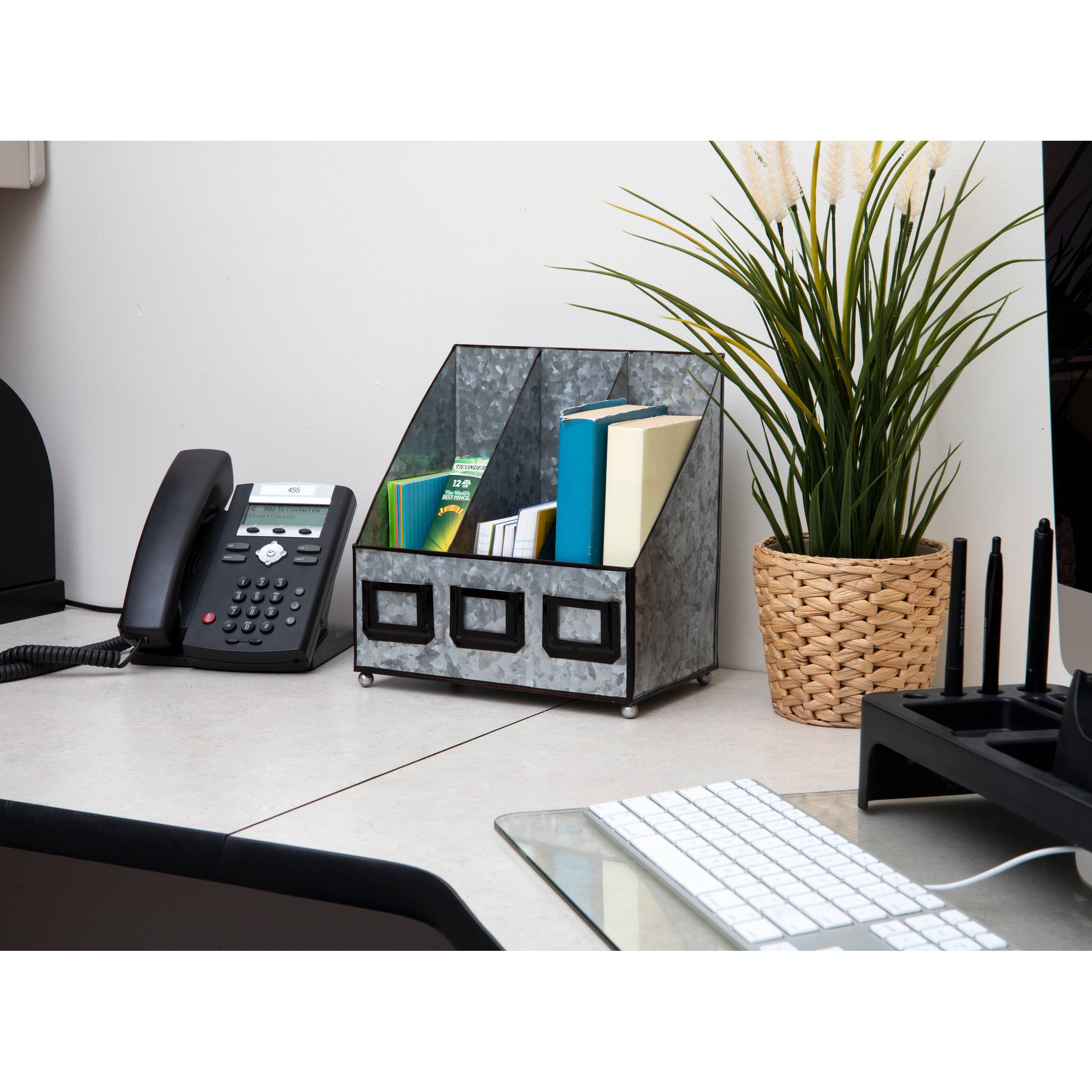 Mind Reader Silver Rustic Magazine Organizer