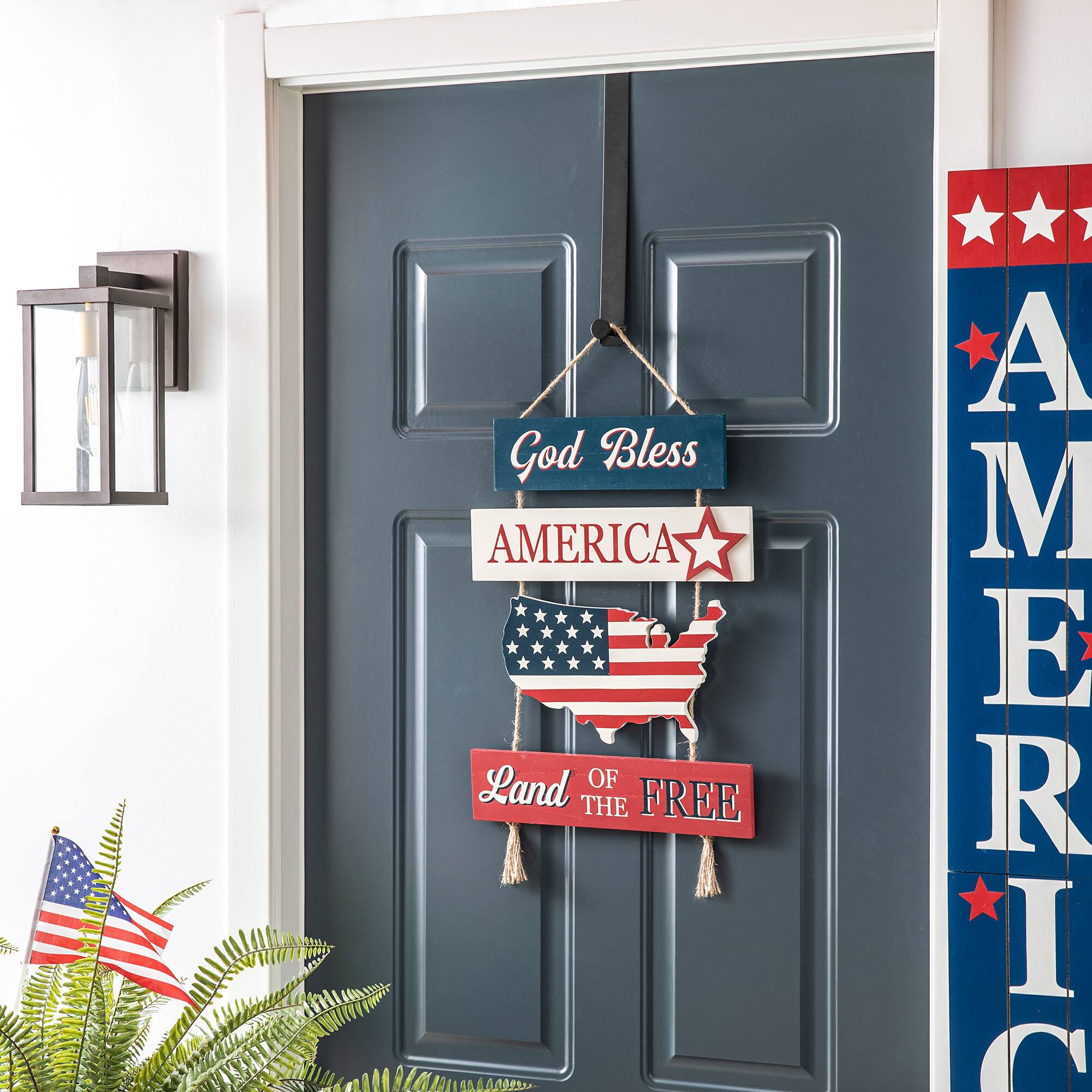 Glitzhome® 21" Patriotic American Sign Door Hanger