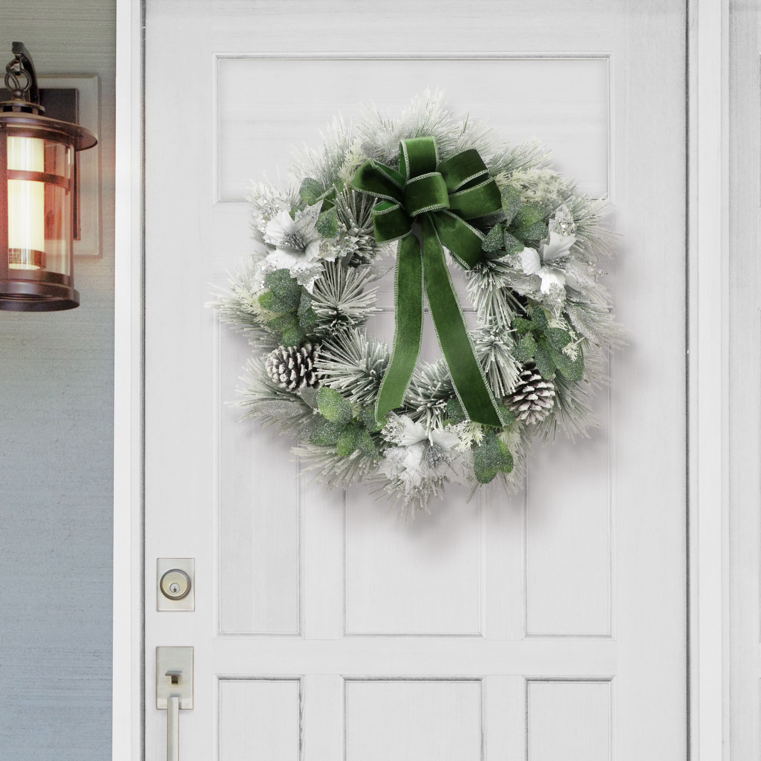 24&#x22; Adorned Flocked White Wreath