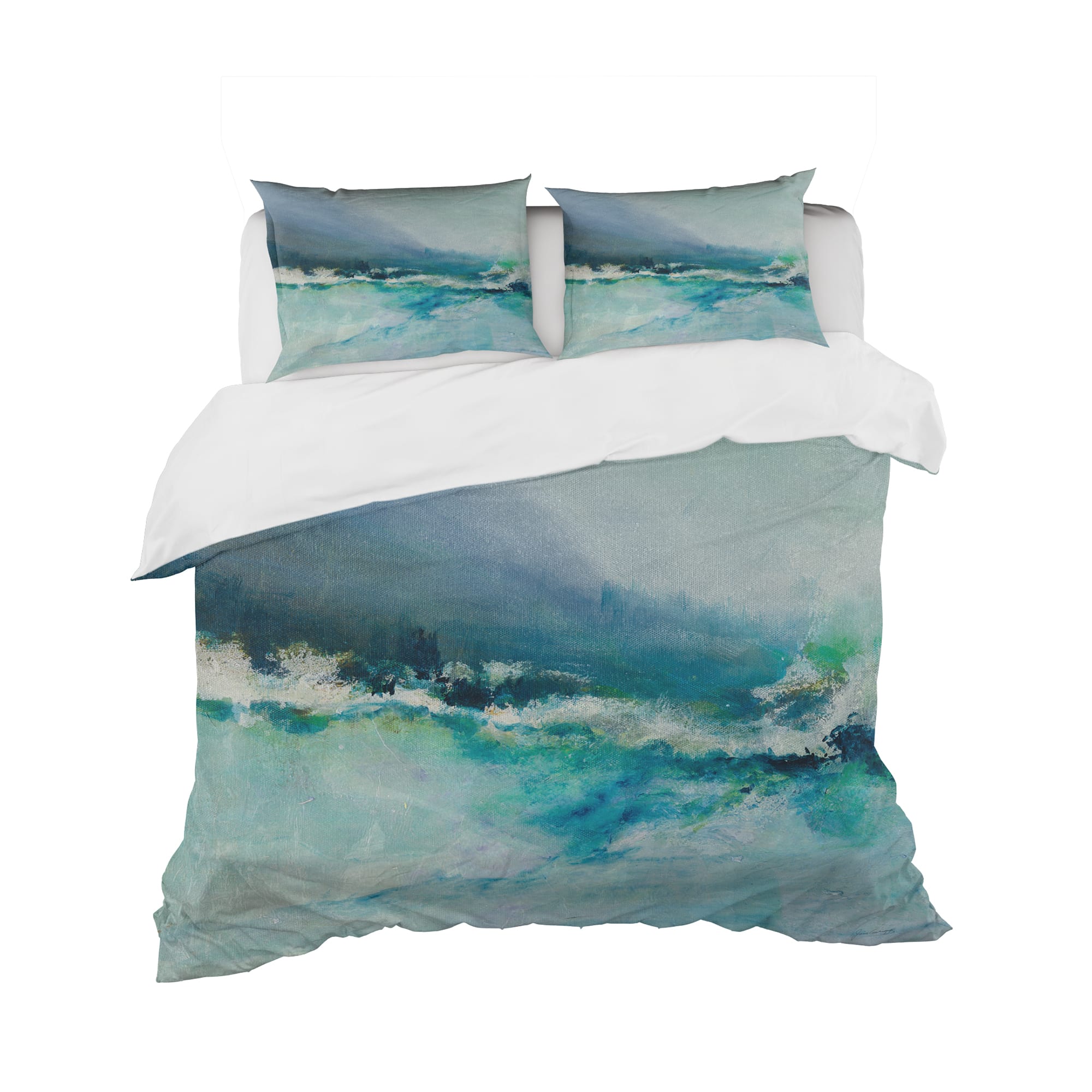 Designart &#x27;Indigo Abstract Watercolor Blue&#x27; Coastal Bedding Set - Duvet Cover &#x26; Shams