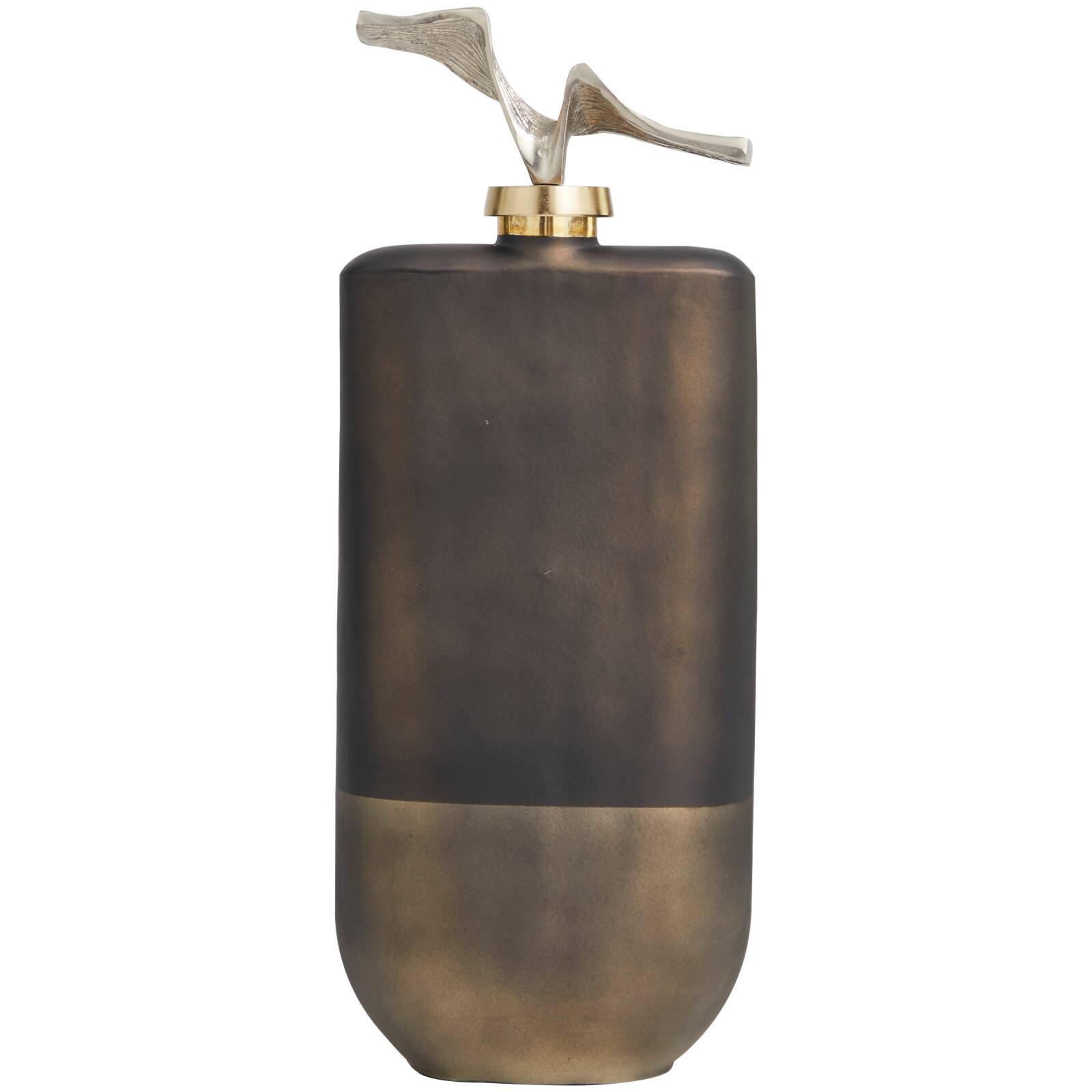 Bronze Glass Colorblock Jar with Silver Wave Designed Top