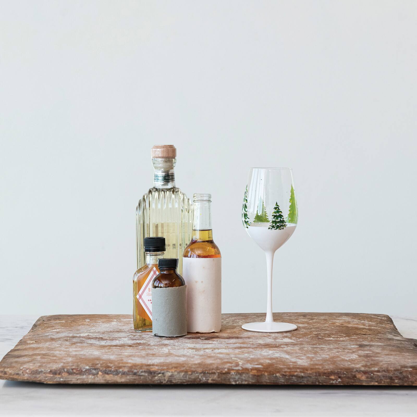 Hello Honey® 12oz. Clear & Green Tree & Snow Wine Glass Set