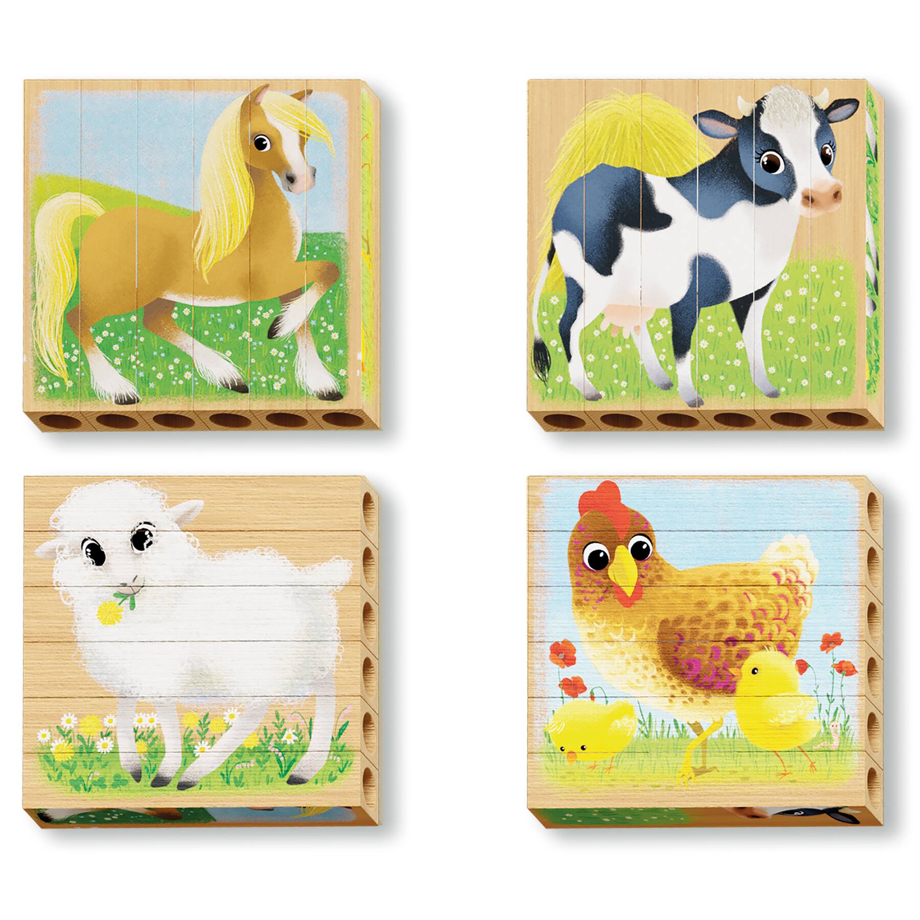 Quercetti® Baby Farm Animals Mix-N-Match Wood Puzzle